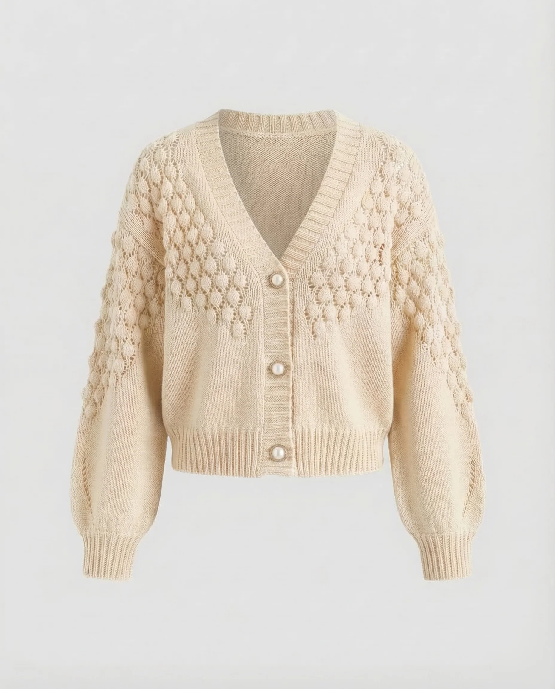 Damen Strickjacke Kurz Zopf - Image 9