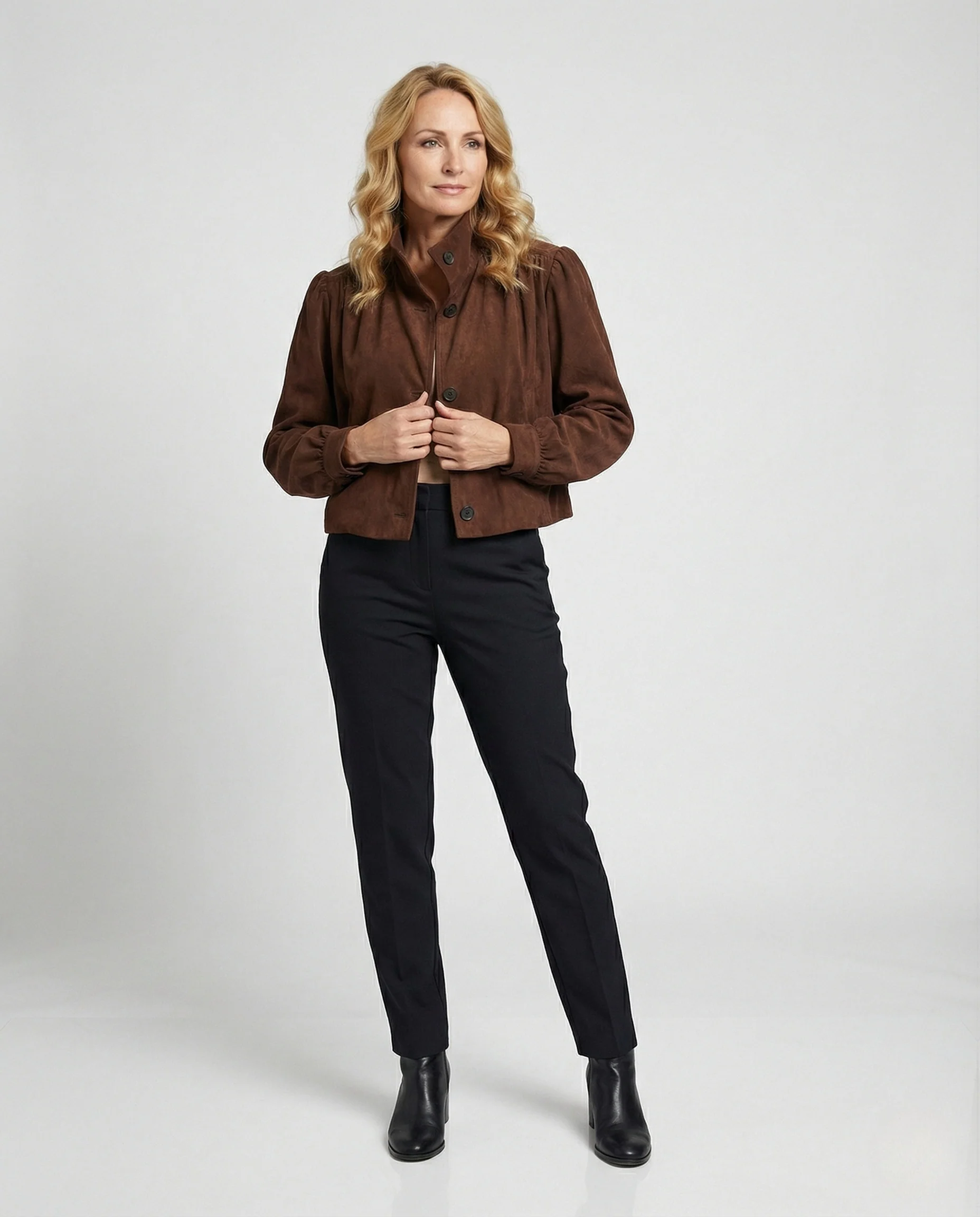Freizeitkleidung Damen Velourslederjacke Kurz