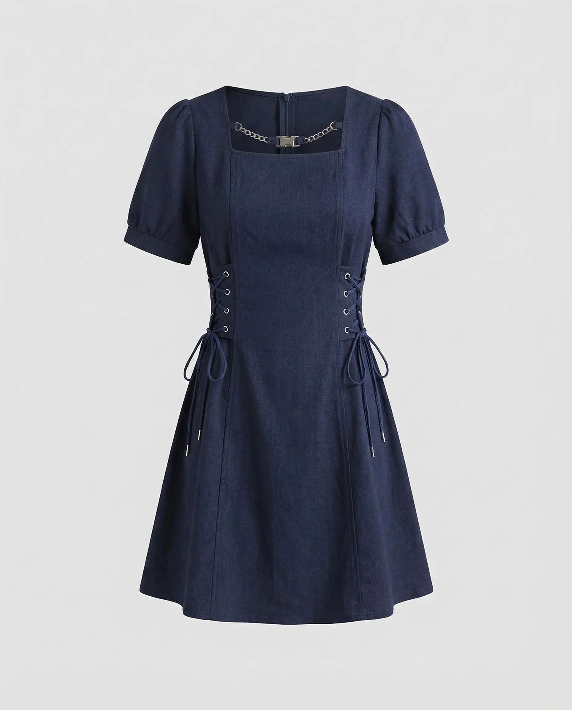 Damen Jeansoptik Kleid mit Korsettschnürung - Image 5