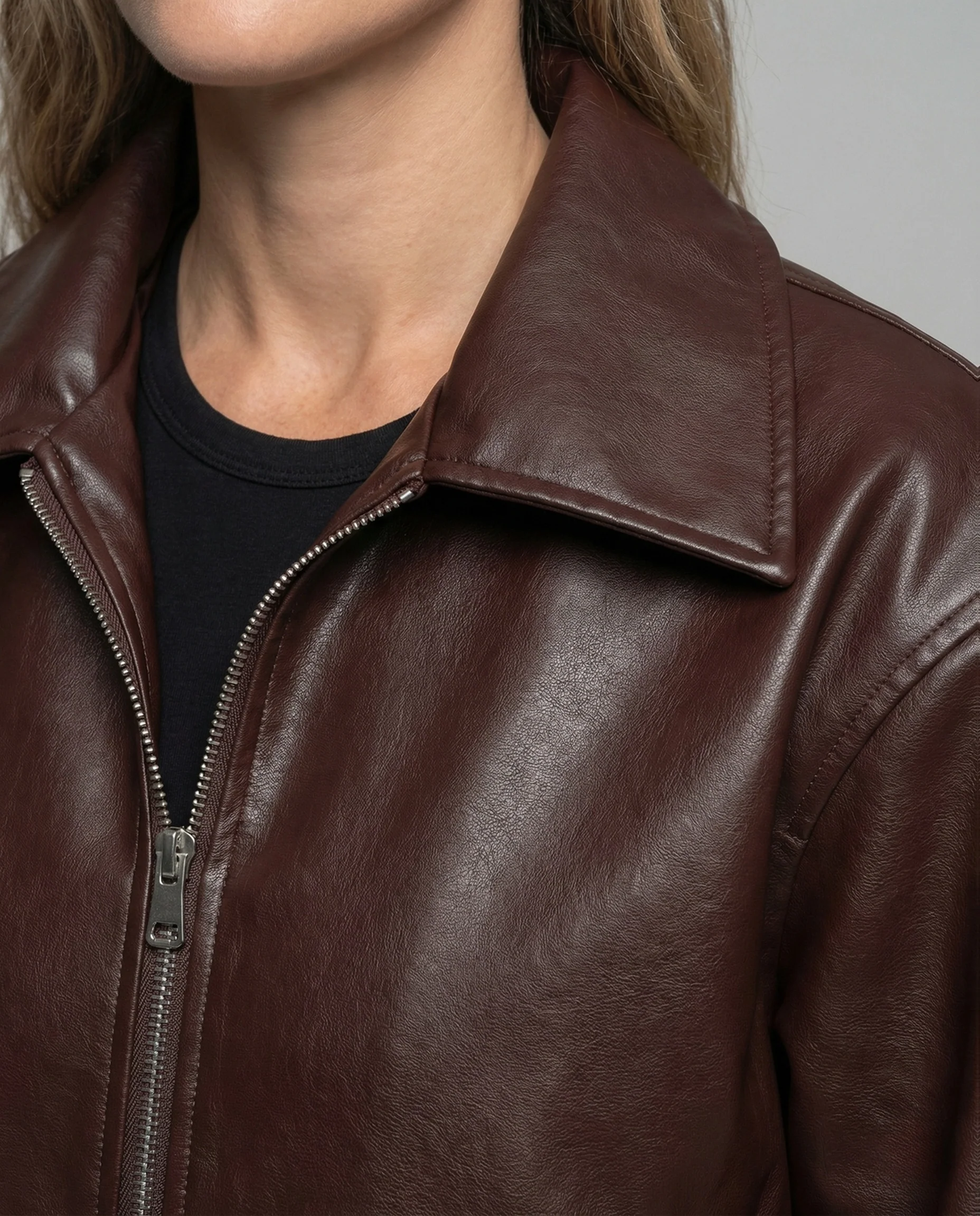 Damen Oversize Blouson Lederoptik - Image 3