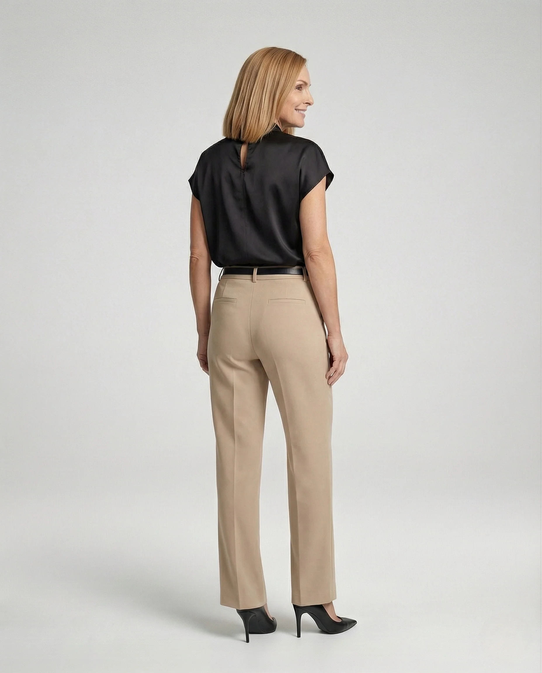 Kurzarm Schluppenbluse Satin Damen - Image 3