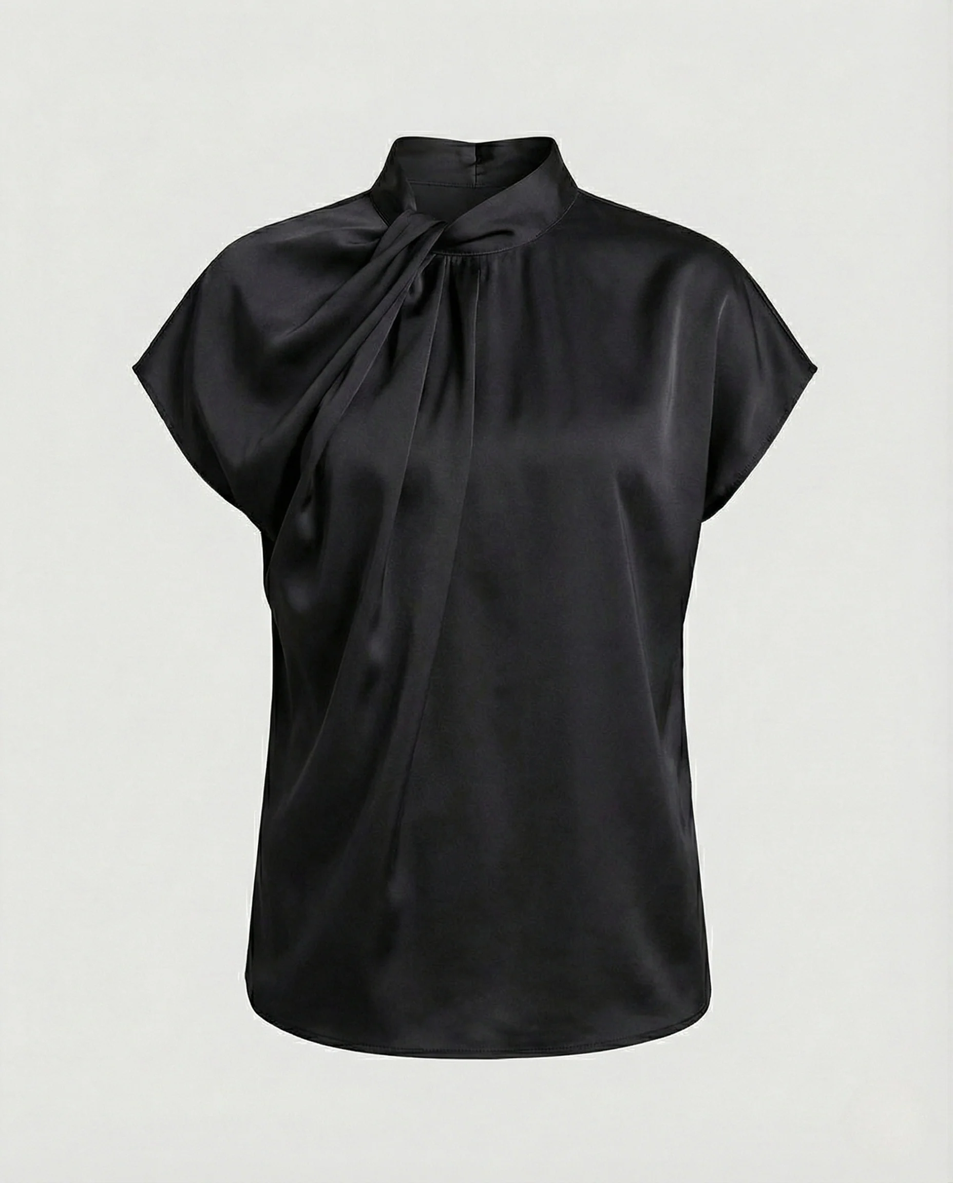 Kurzarm Schluppenbluse Satin Damen - Image 5