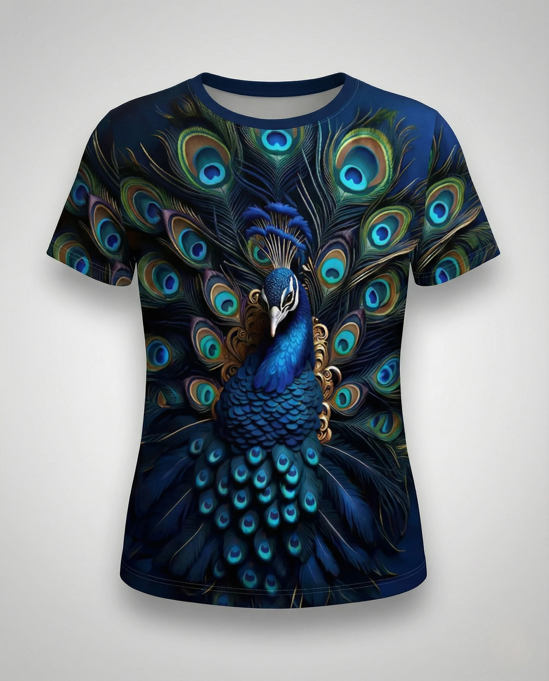 Printshirt Damen Pfauenmotiv Kurzarm - Image 21