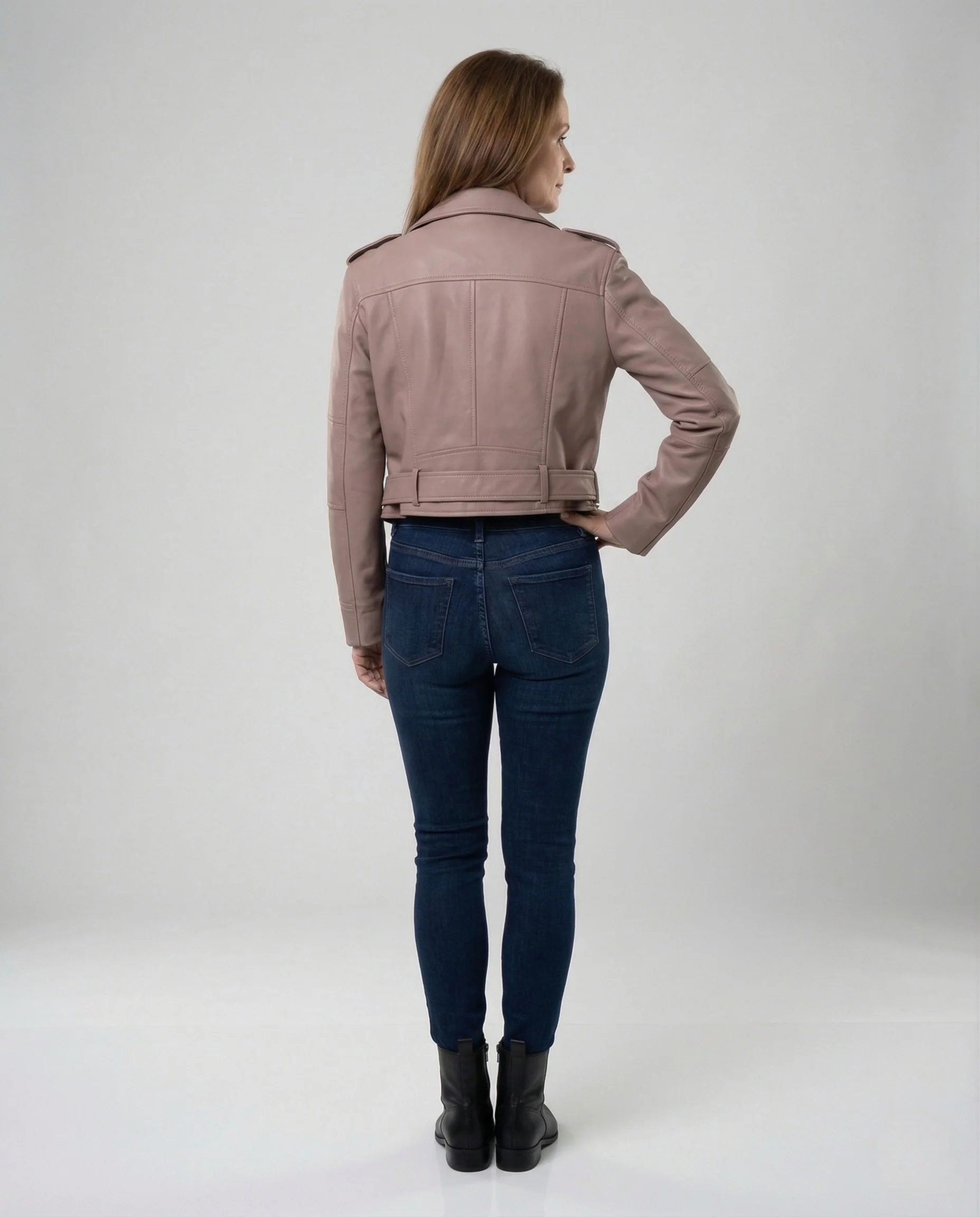 Damen Kurze Biker Lederjacke - Image 4