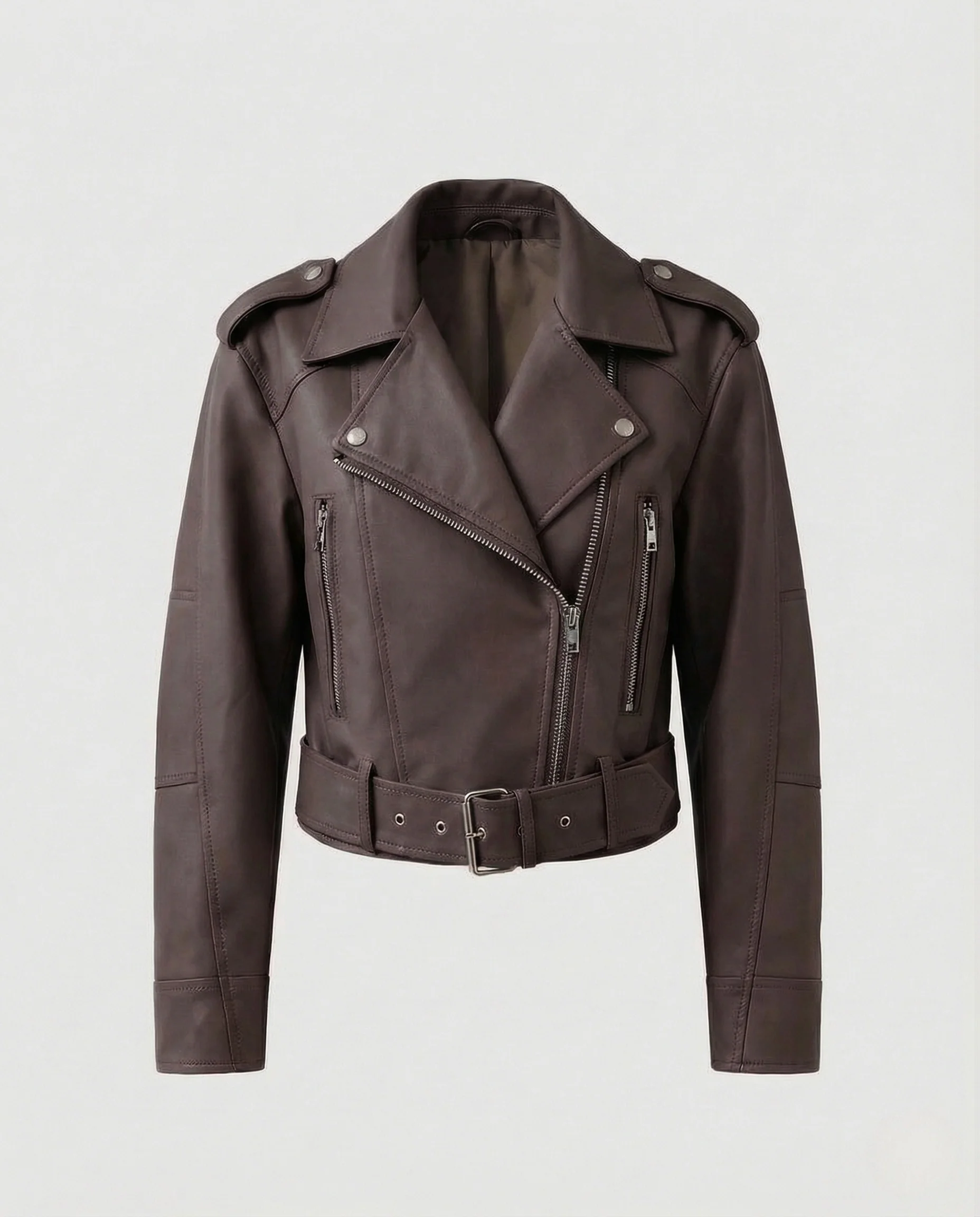 Damen Kurze Biker Lederjacke - Image 6