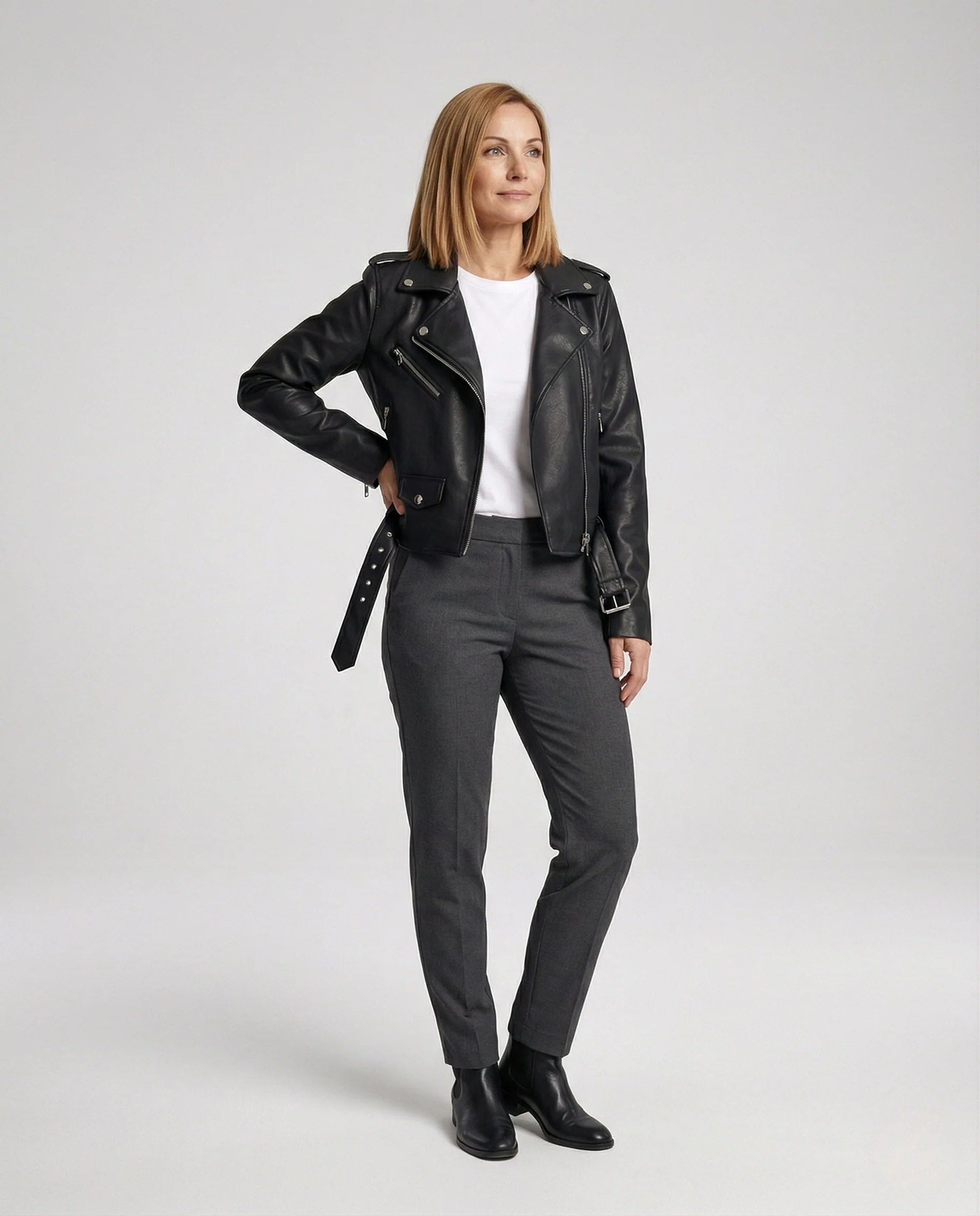 Freizeitkleidung Damen Bikerjacke Kunstleder