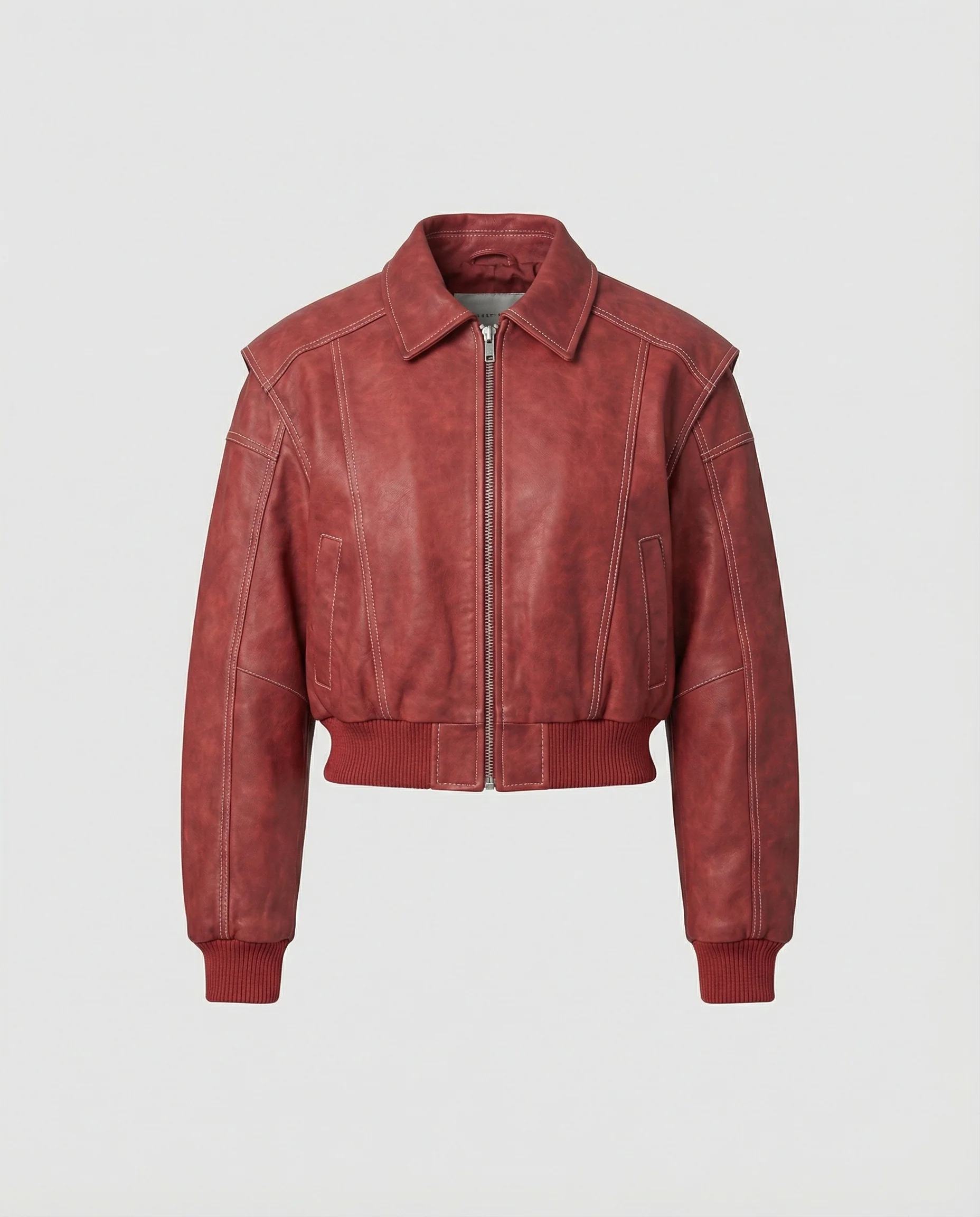 Blousonjacke aus Lederimitat mit weit geschnittenen Raglanärmeln, markanten Ziernähten und Metallreißverschluss Heidi-Mode - Image 5