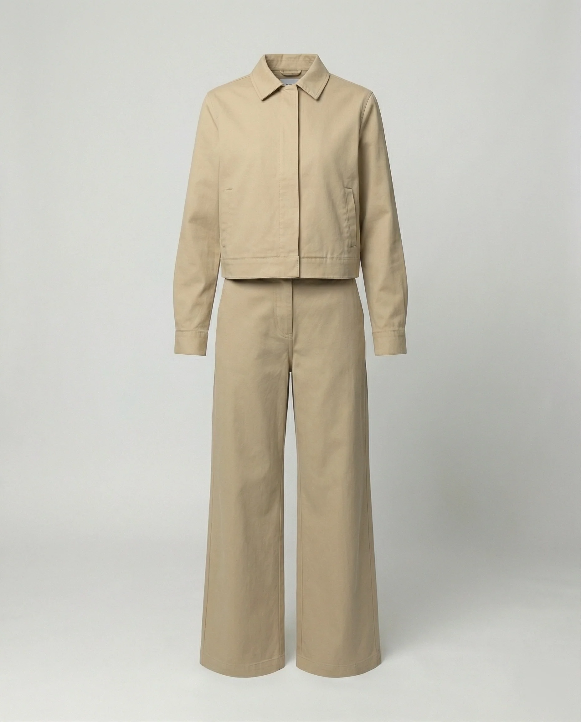 Damen kurze Blousonjacke und extraweite Palazzohose aus Baumwolltwill Heidi Mode - Image 4