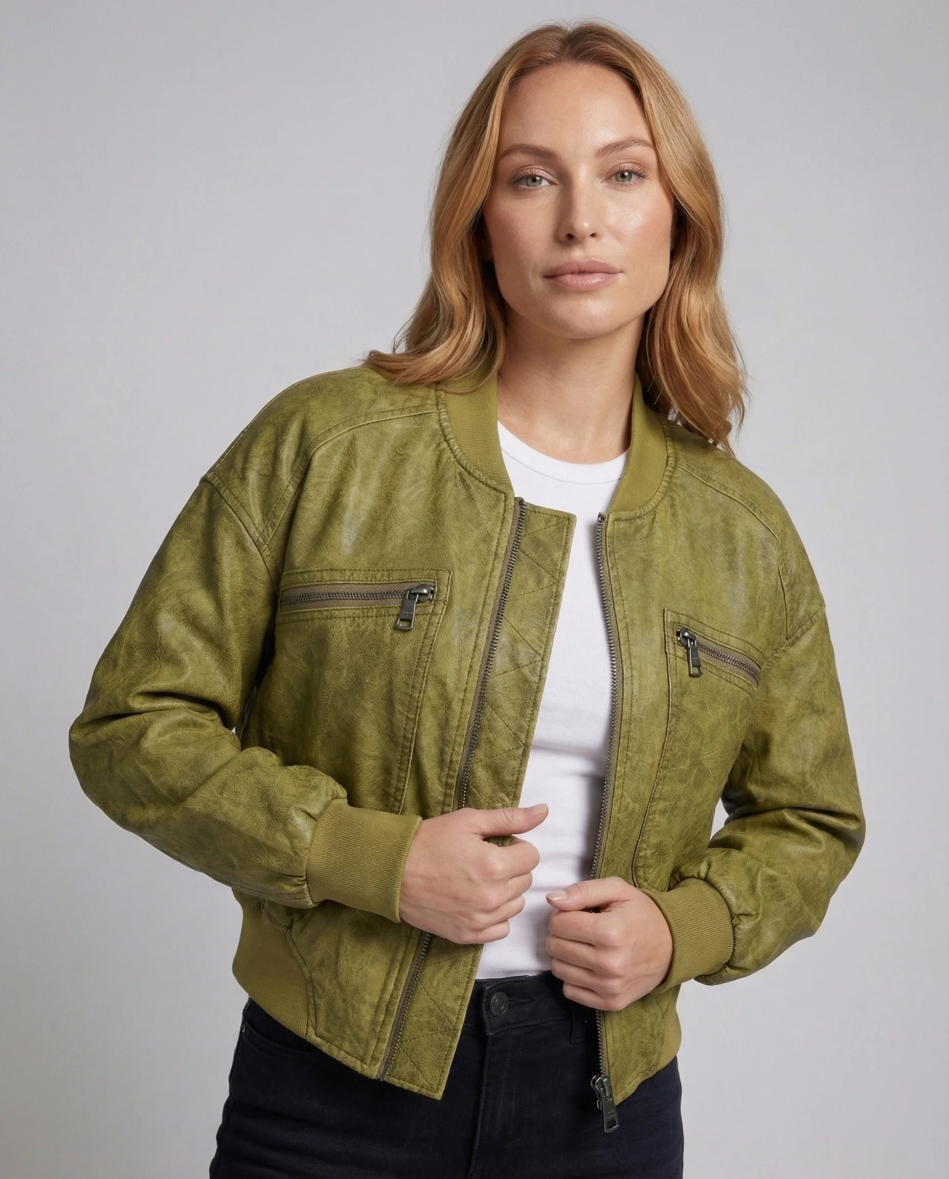 Damen Velours Bomberjacke Kurz - Image 2