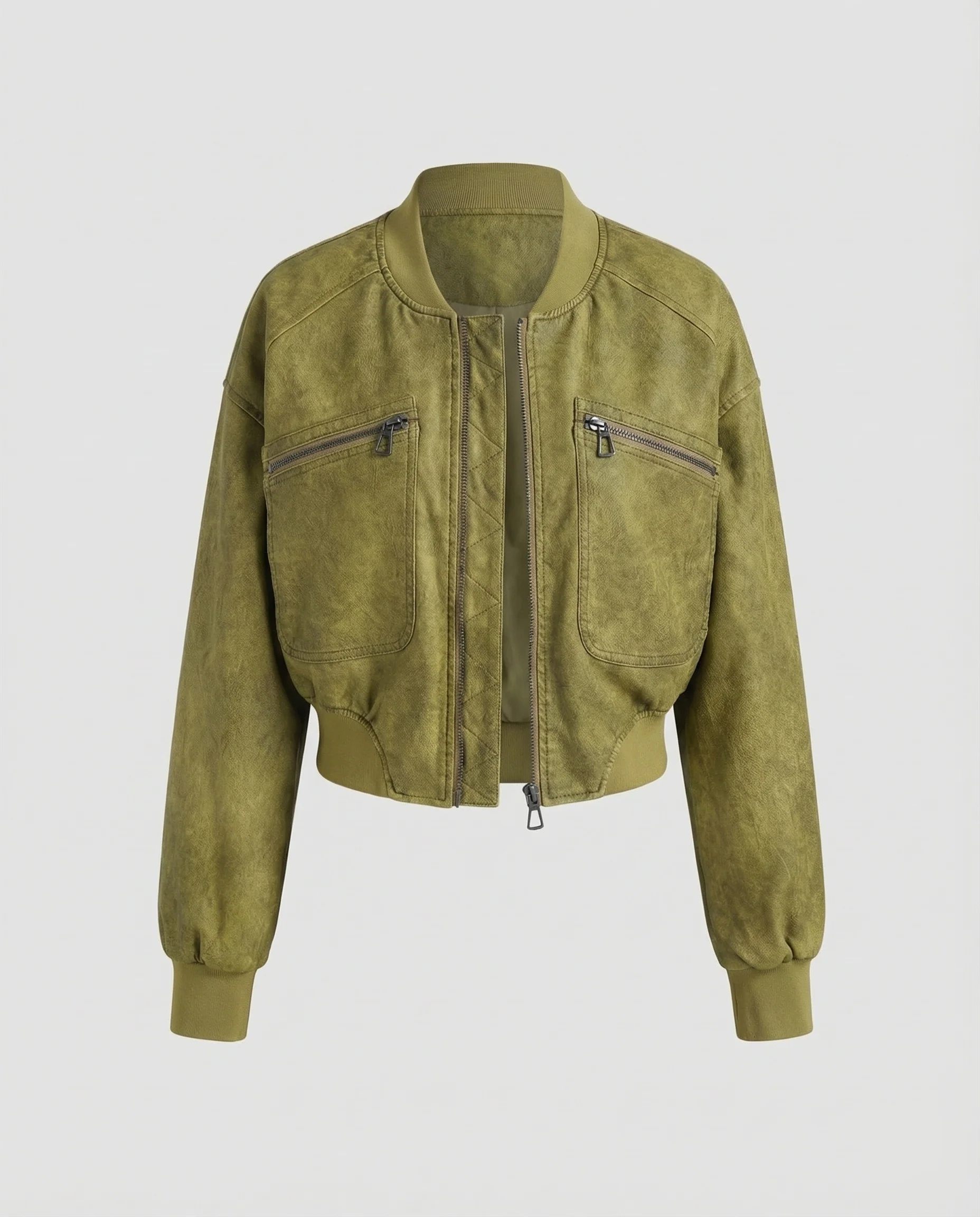 Damen Velours Bomberjacke Kurz - Image 5
