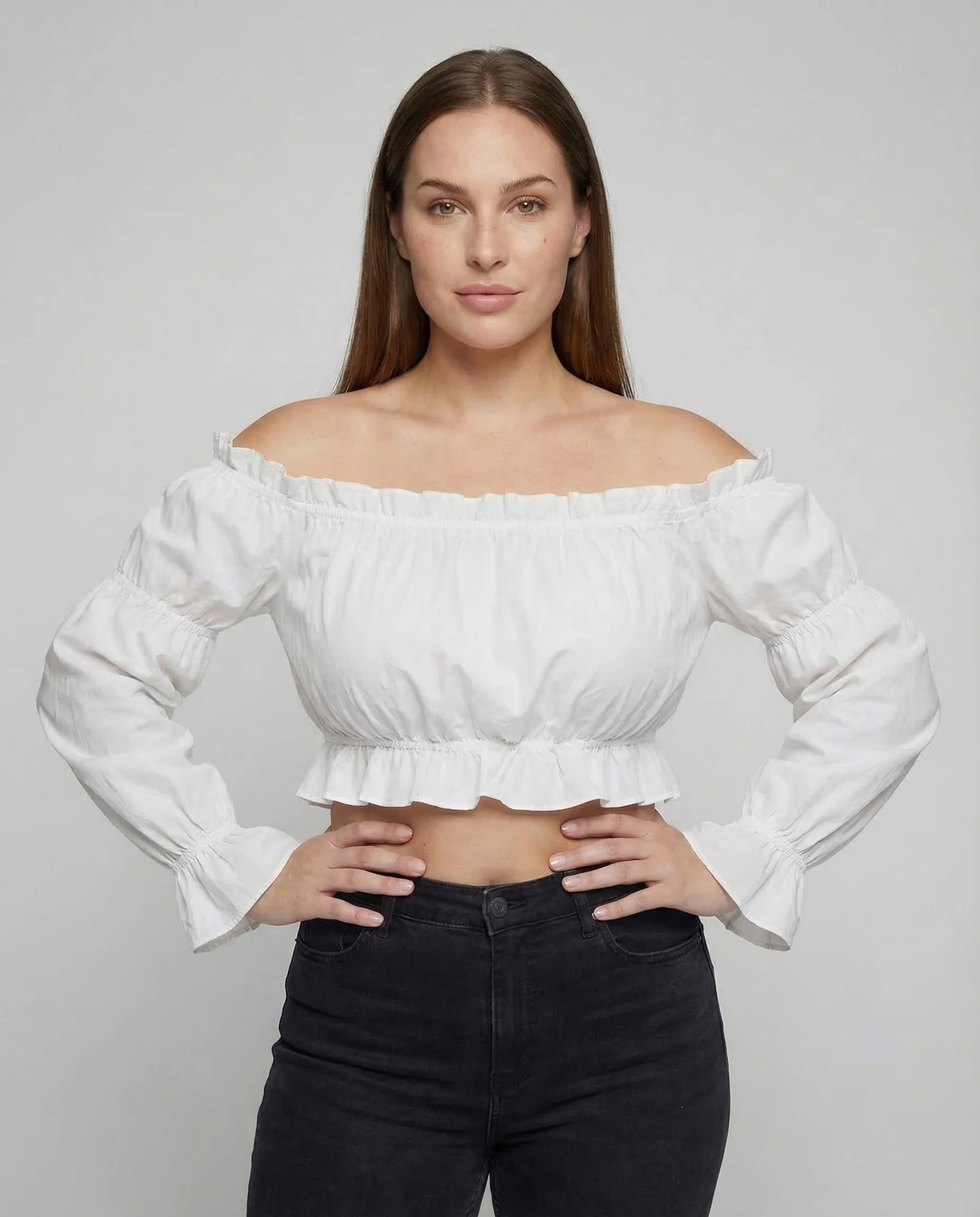Damen Carmenbluse Puffärmel - Image 2