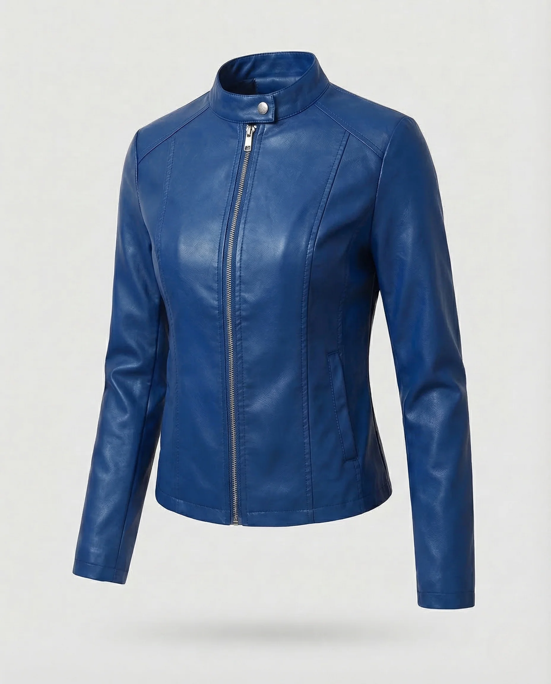 Damen Kunstlederjacke Kurz Minimalistisch - Image 14