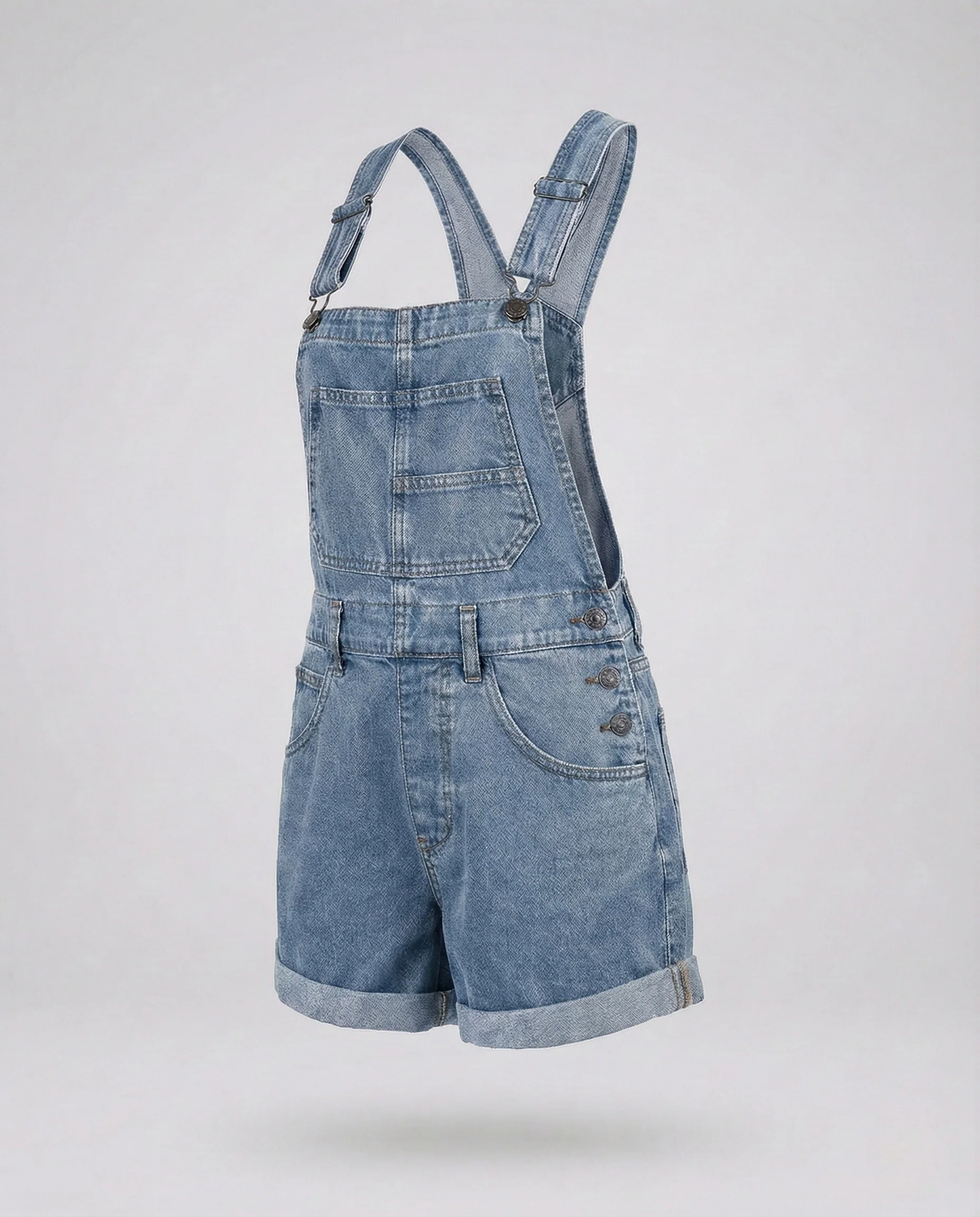 Damen Kurze Denim Latzhose - Image 5