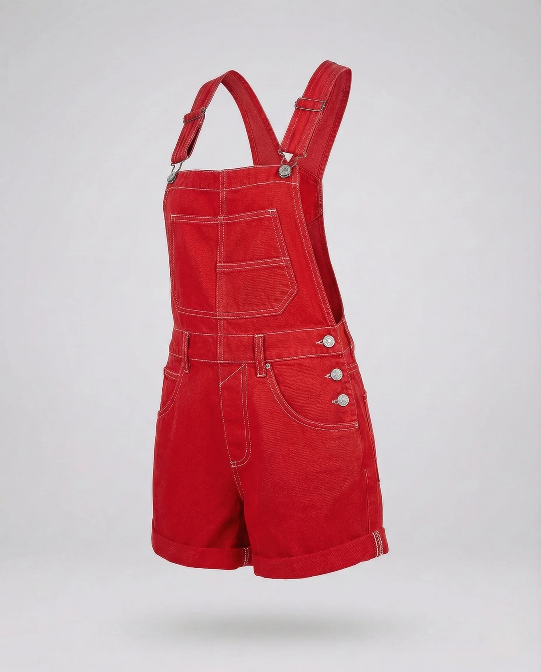 Damen Kurze Denim Latzhose - Image 8