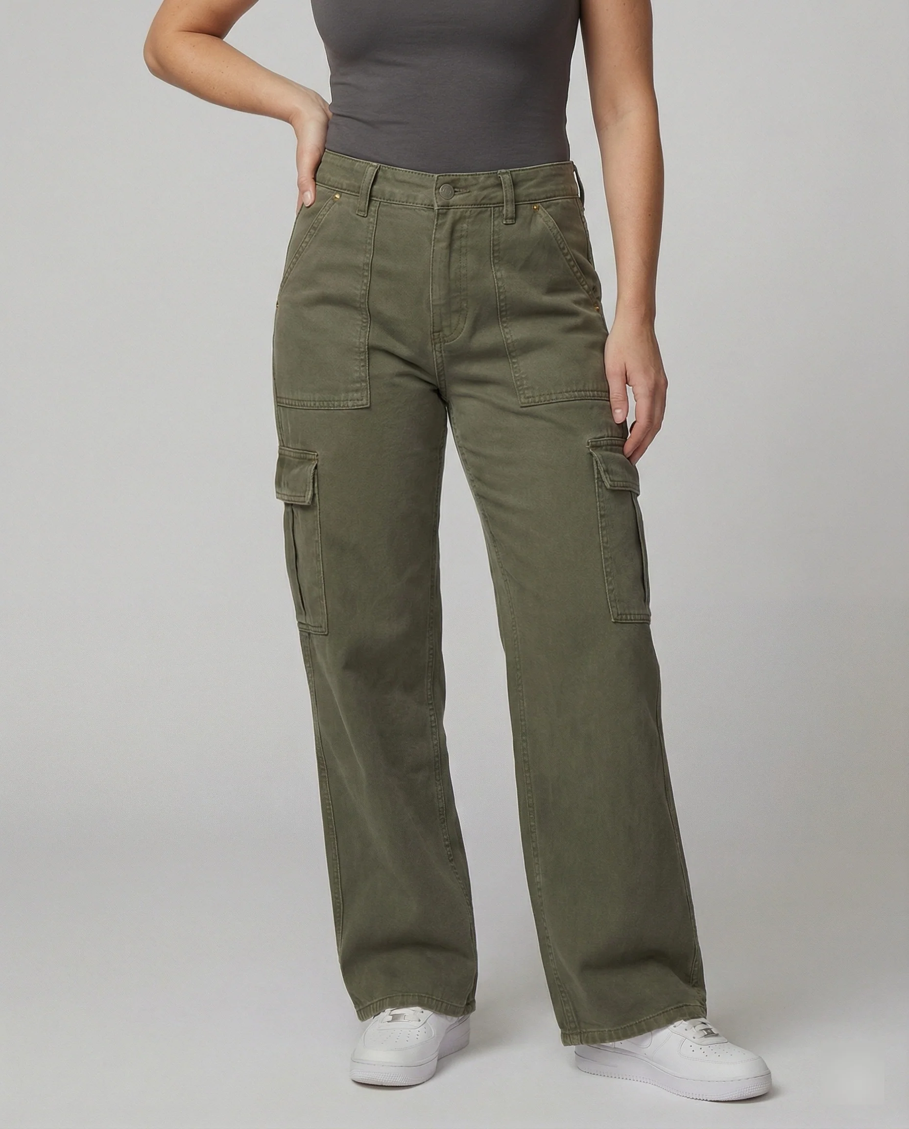 Kurze funktionale Cargohose im Workwear-Stil mit weitem Bein und verstellbarem Saum Heidi-Mode - Image 4