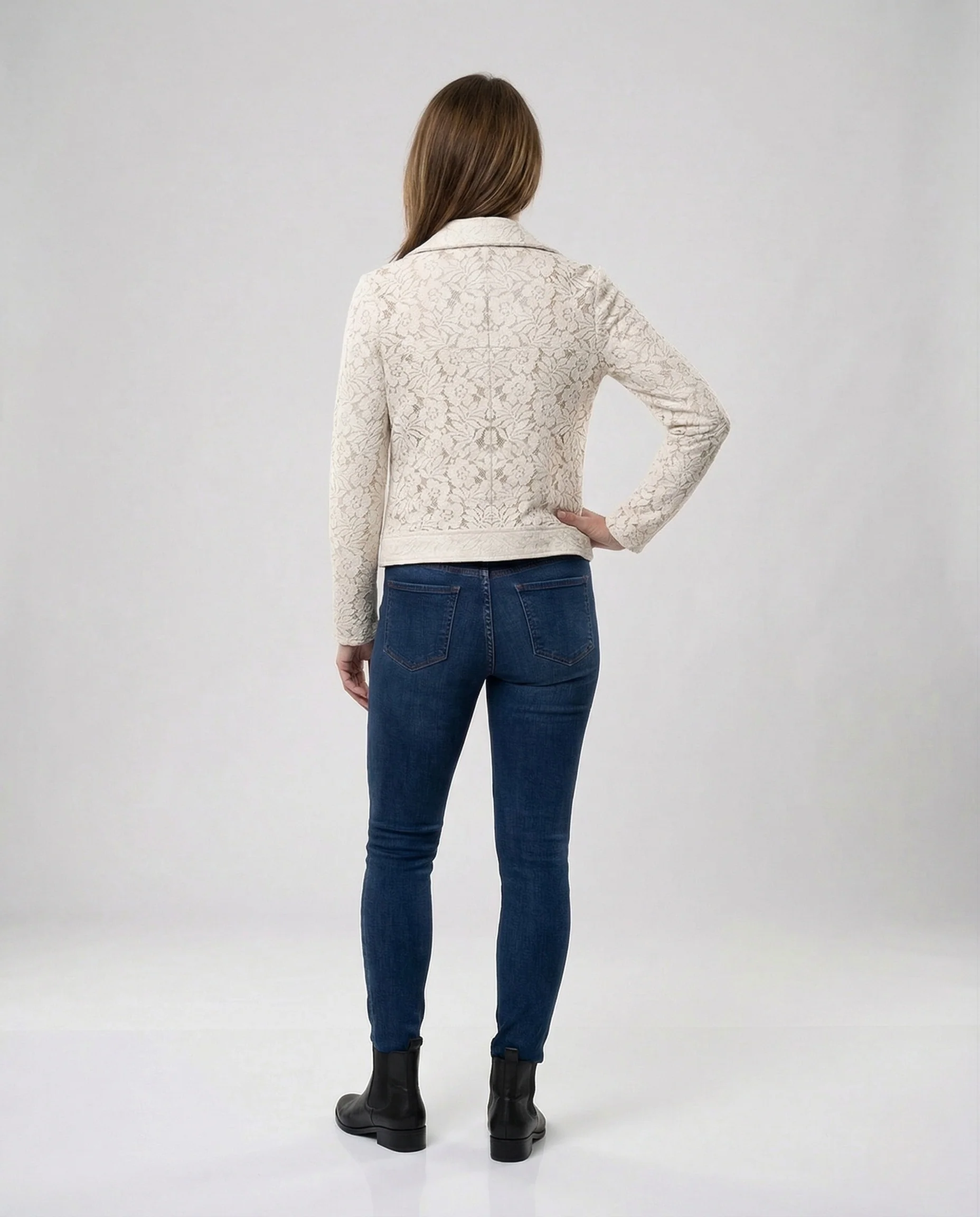 Damen Spitzen Bikerjacke Gefüttert - Image 4