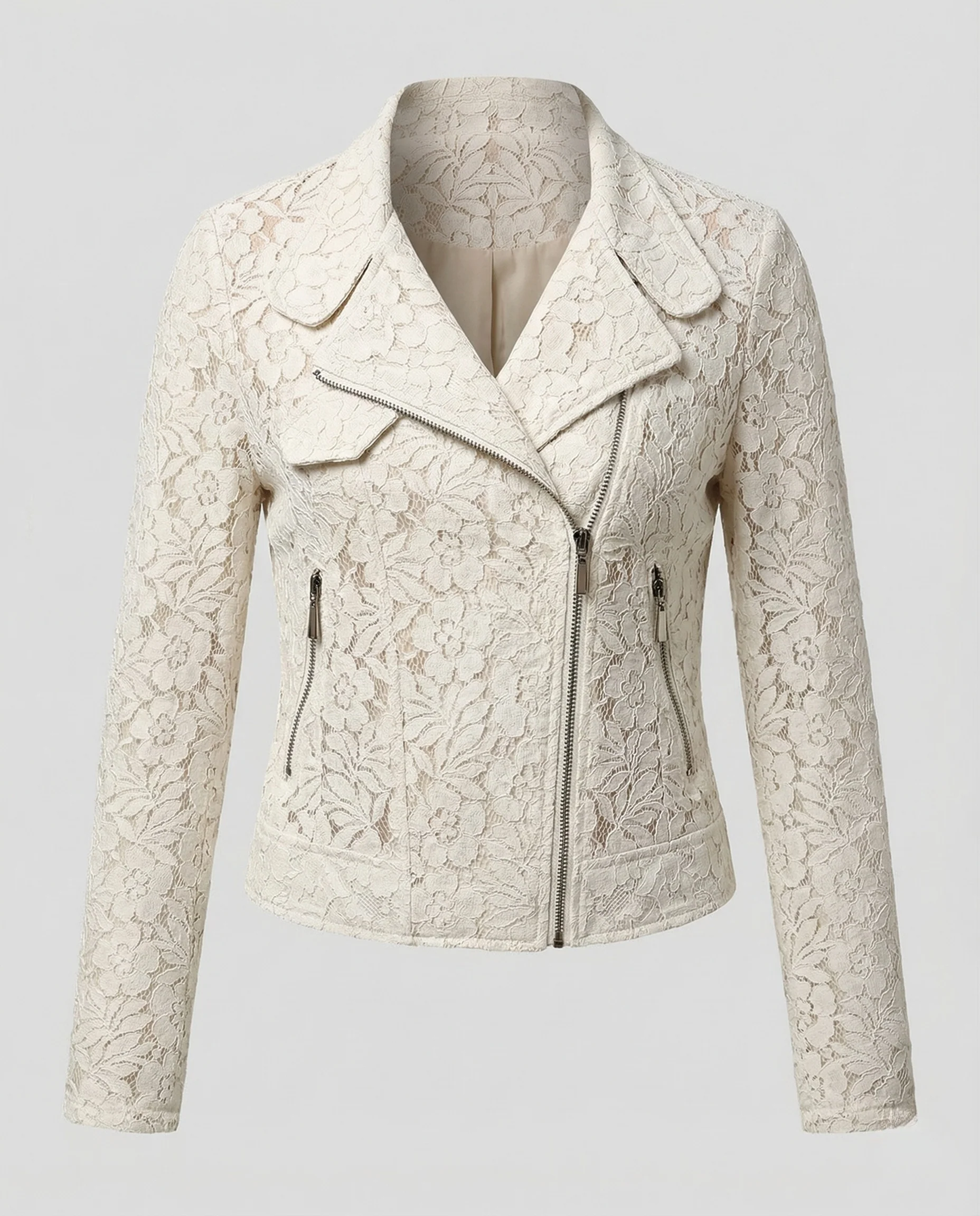 Damen Spitzen Bikerjacke Gefüttert - Image 5
