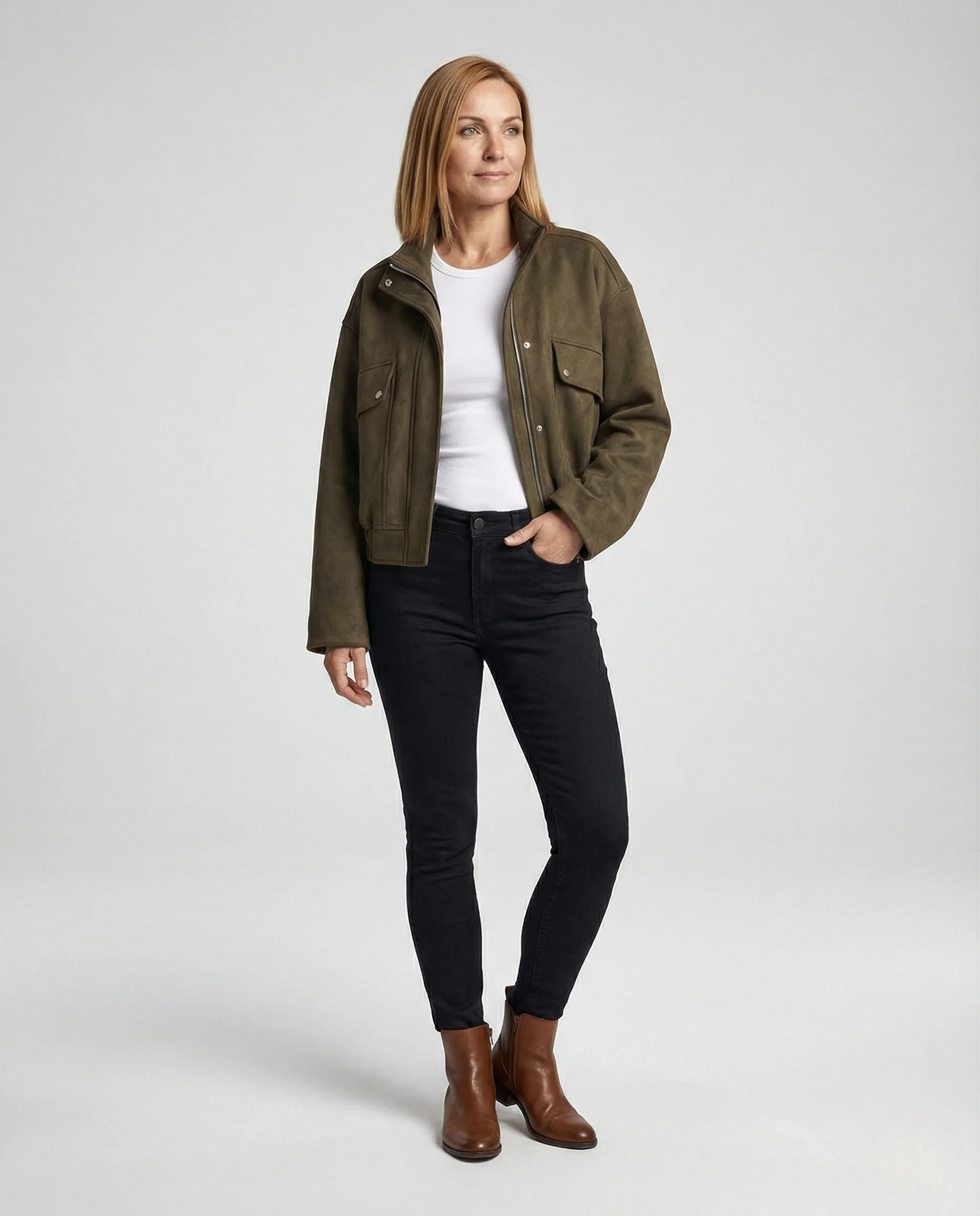 Freizeitkleidung Damen Wildlederjacke Kurz