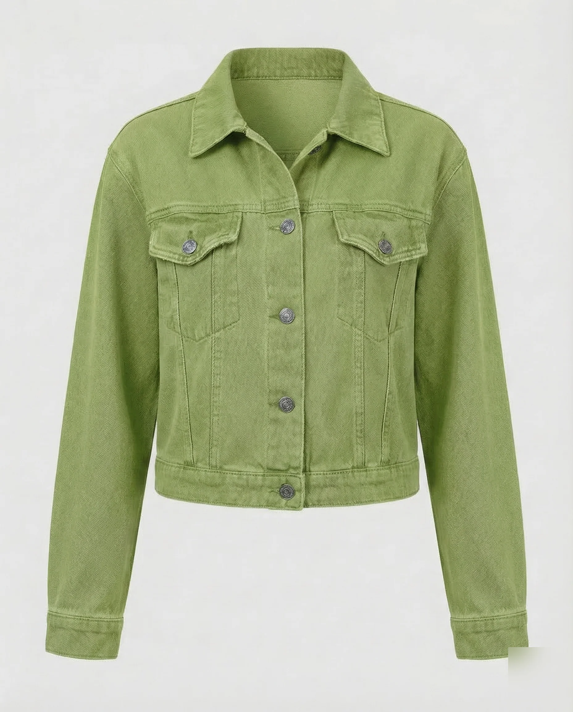Damen Jeansjacke Kurz Brusttaschen - Image 12