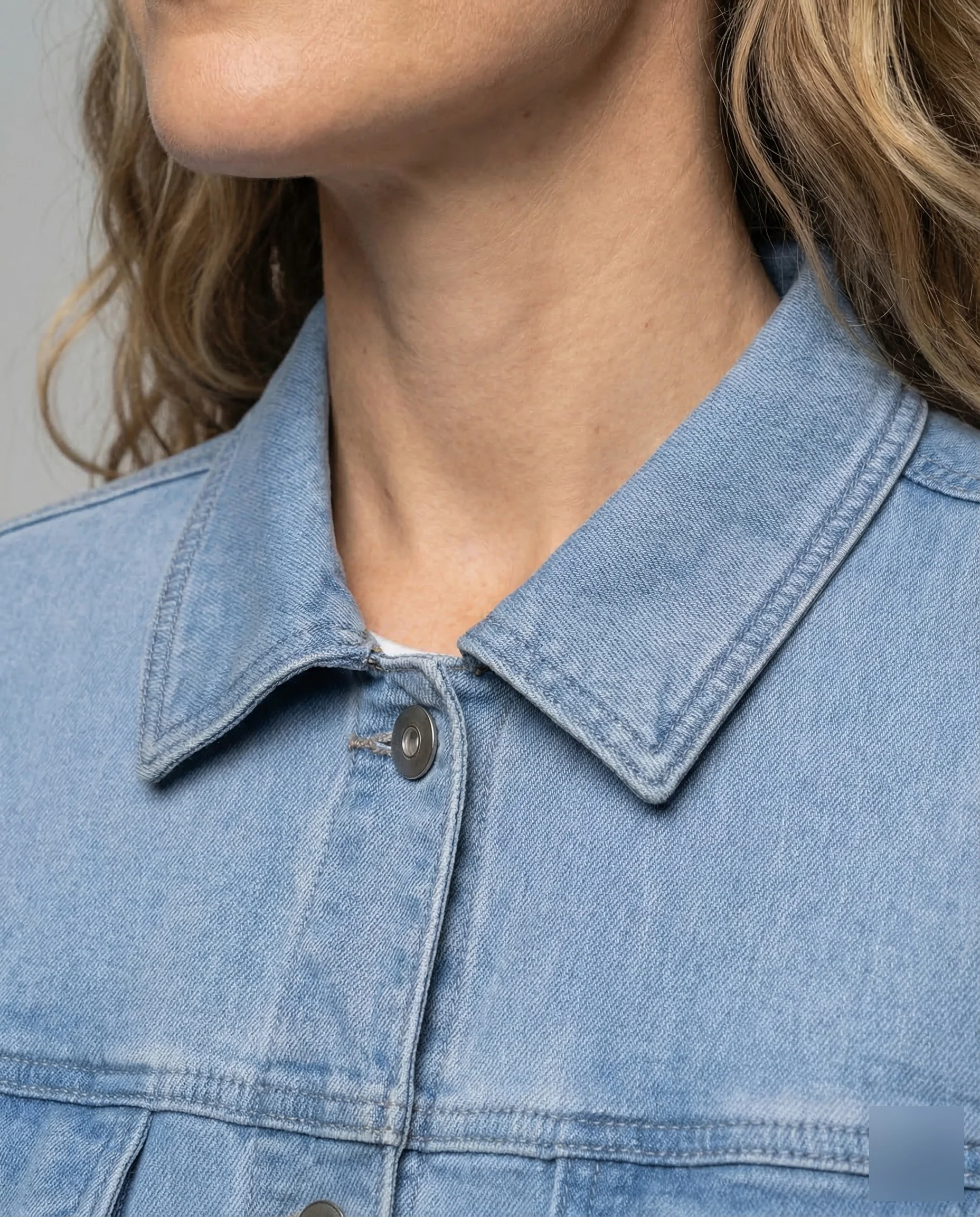 Damen Jeansjacke Kurz Brusttaschen - Image 3