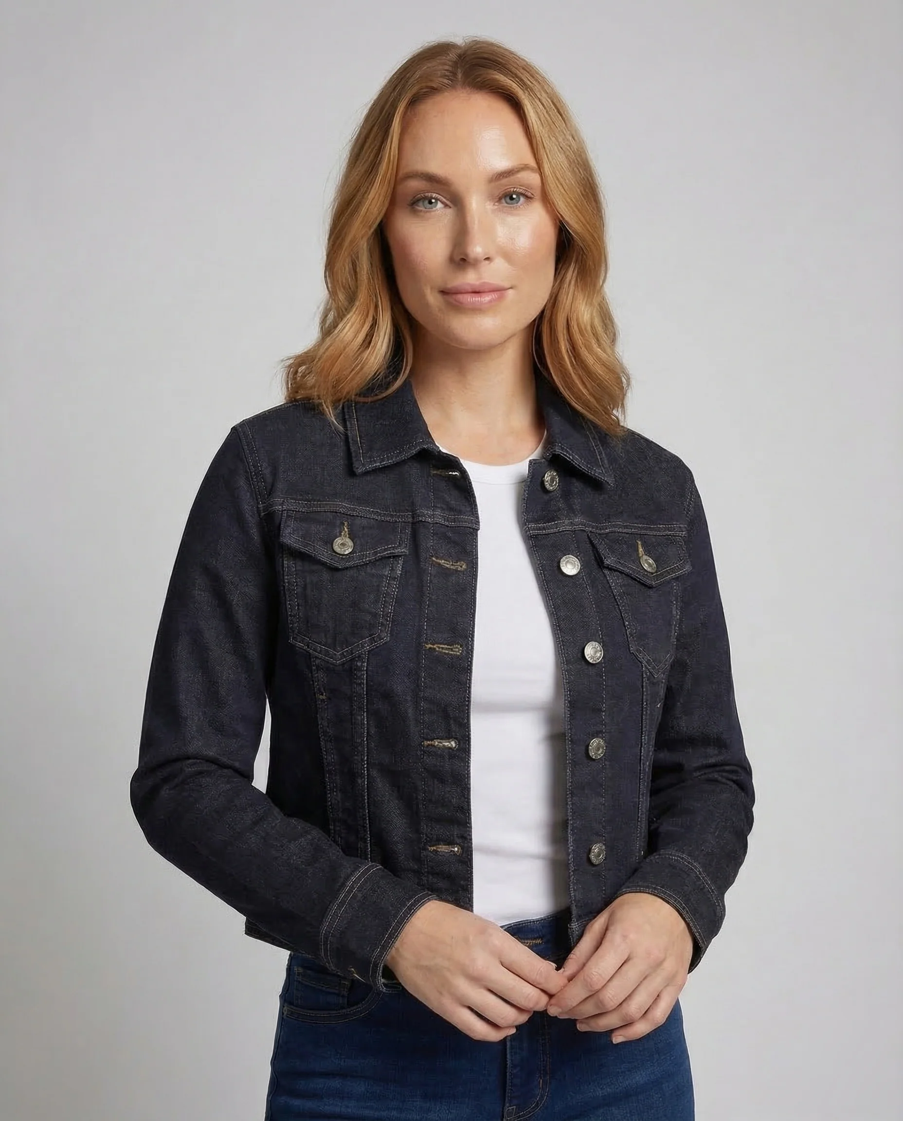 Damen Trucker Jeansjacke Kurz - Image 2