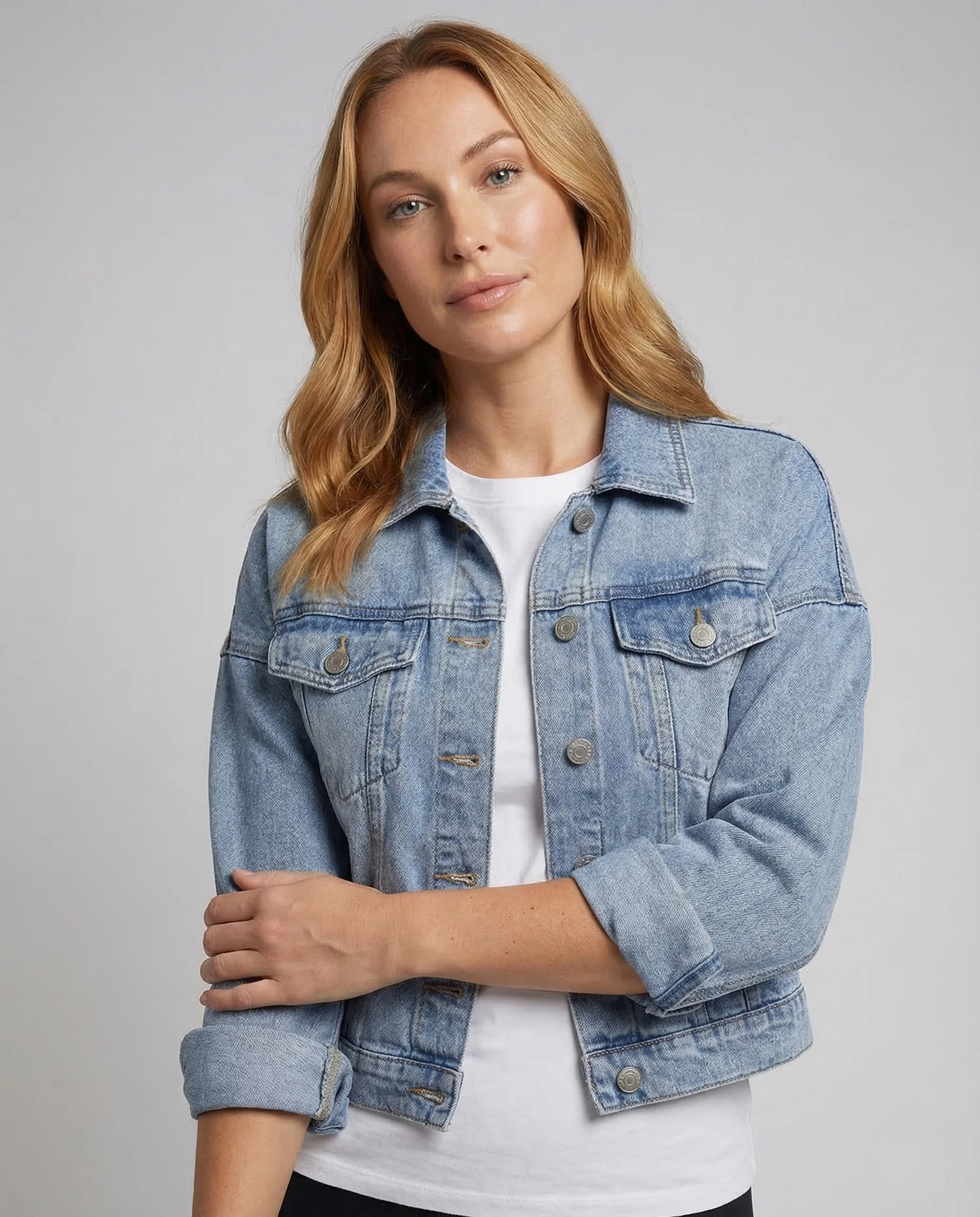 Damen Jeansjacke Kurz Stickerei - Image 2