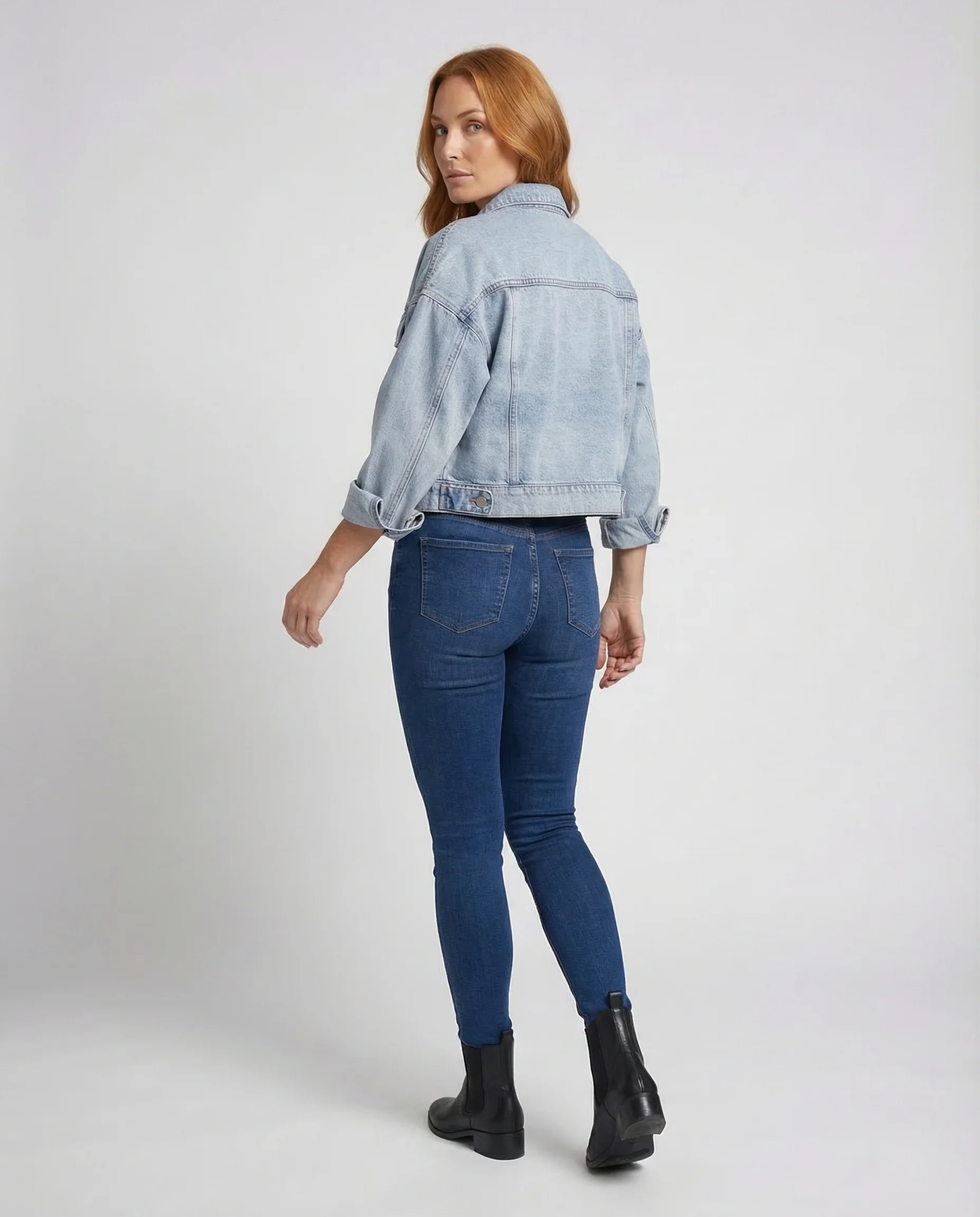 Damen Jeansjacke Kurz Stickerei - Image 4