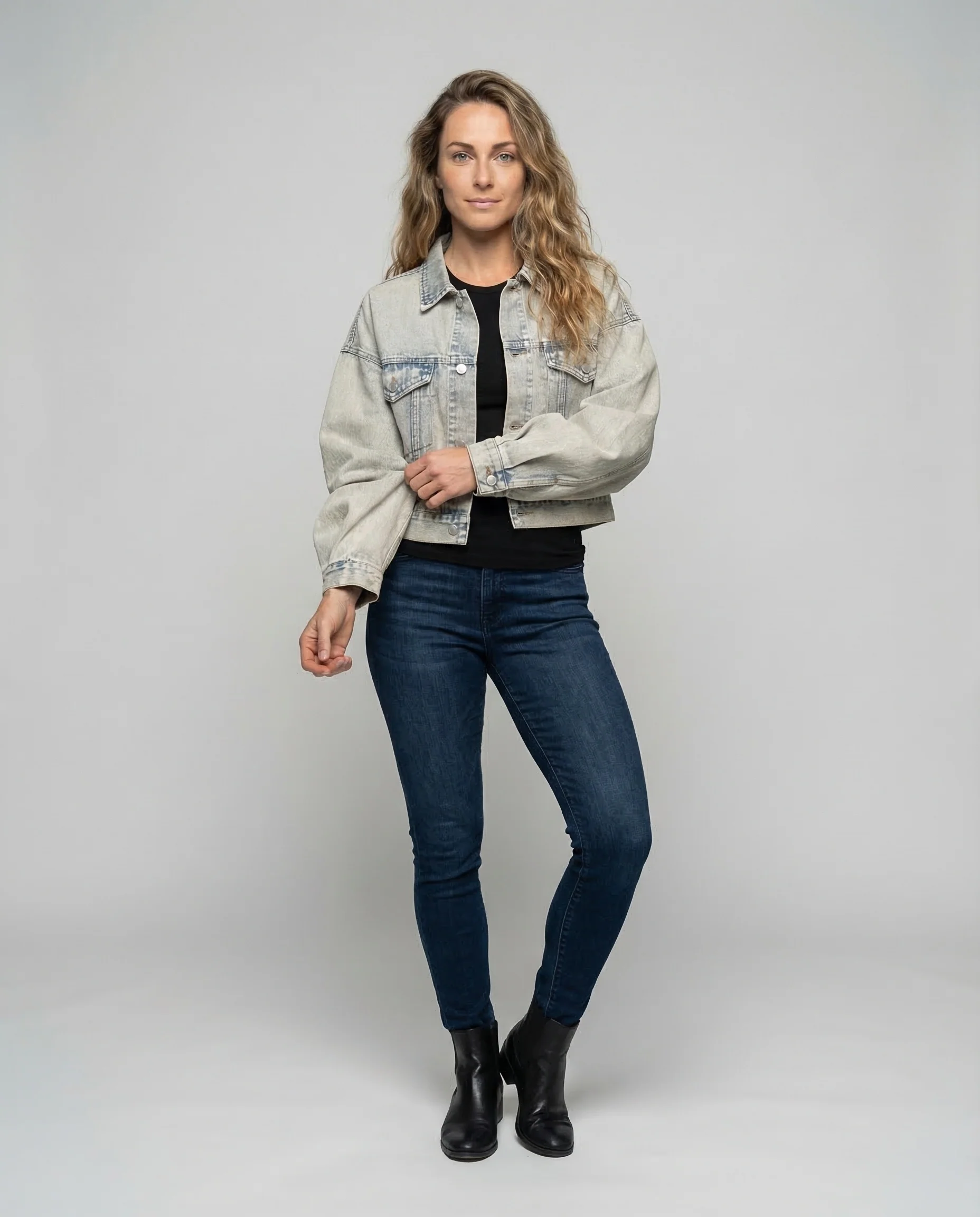 Damen Jeansjacke Ballonärmel