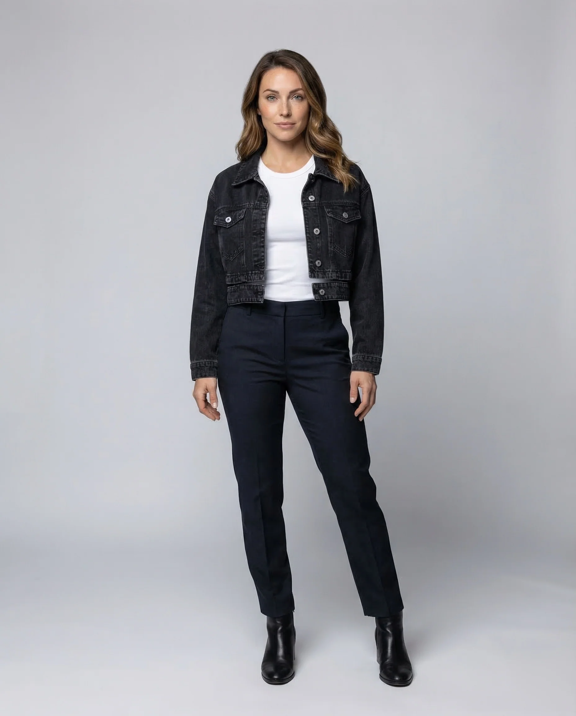 Damen Denimjacke Boxy Kurz
