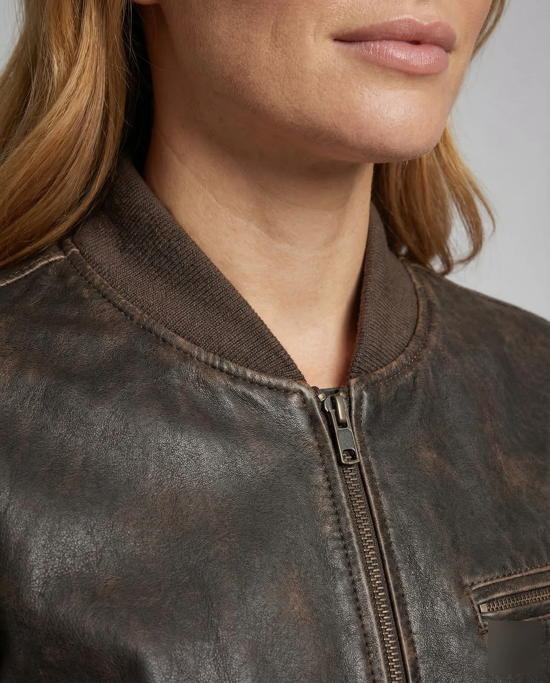 Damen Lederblouson Bomberjacke Kurz - Image 3