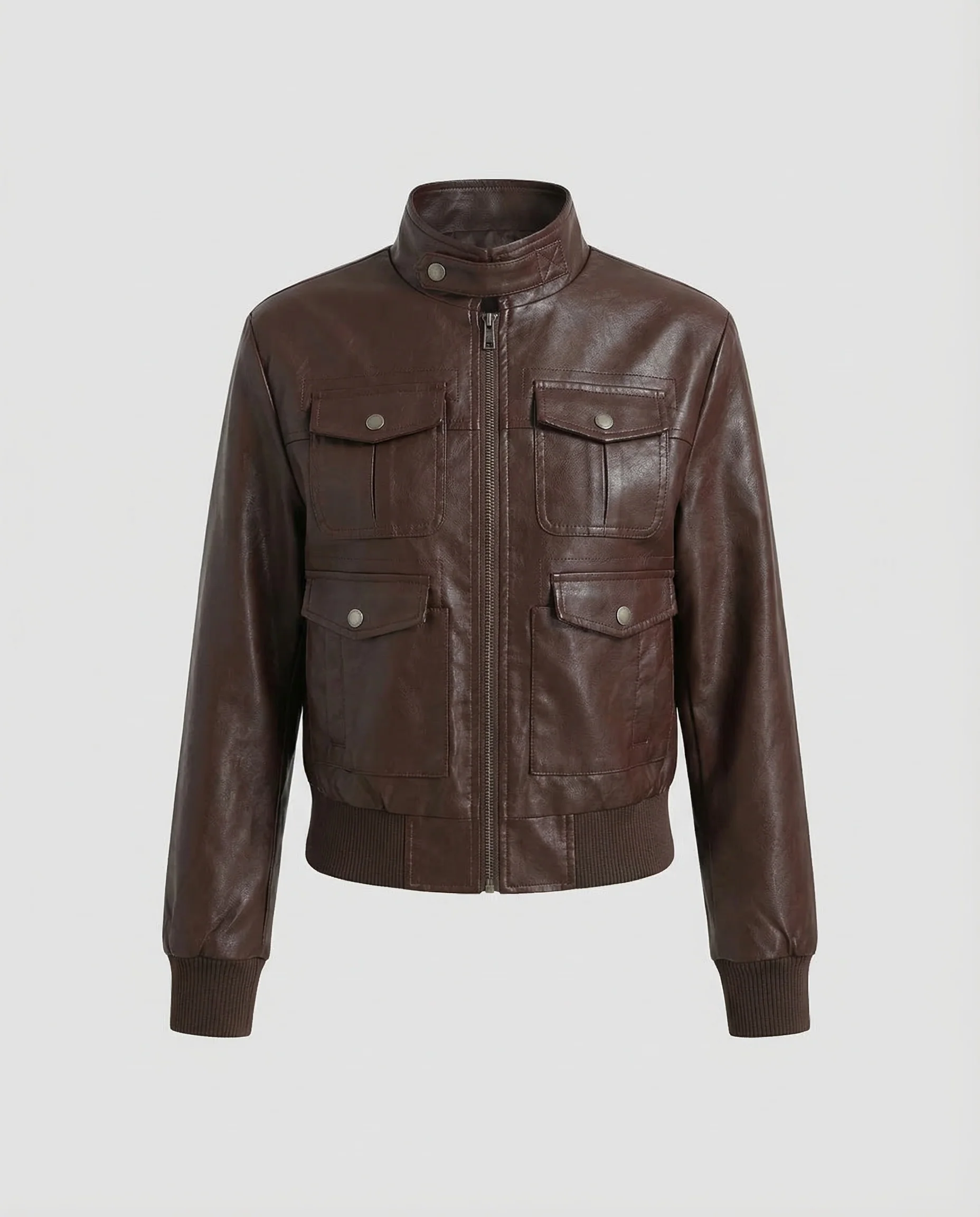 Damen Leder Bomberjacke Kurz - Image 5