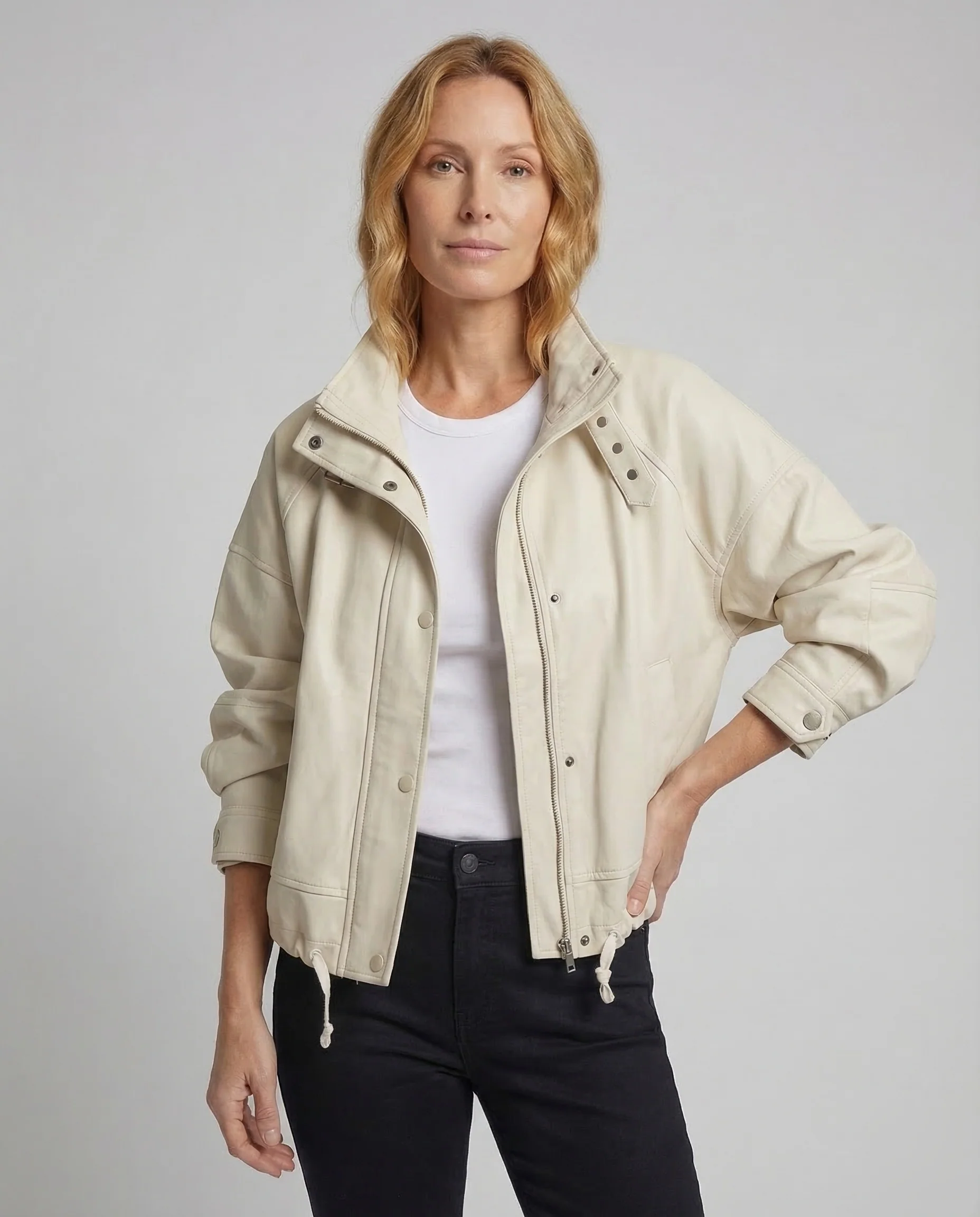 Damen Kunstlederjacke Oversize Kurz - Image 2