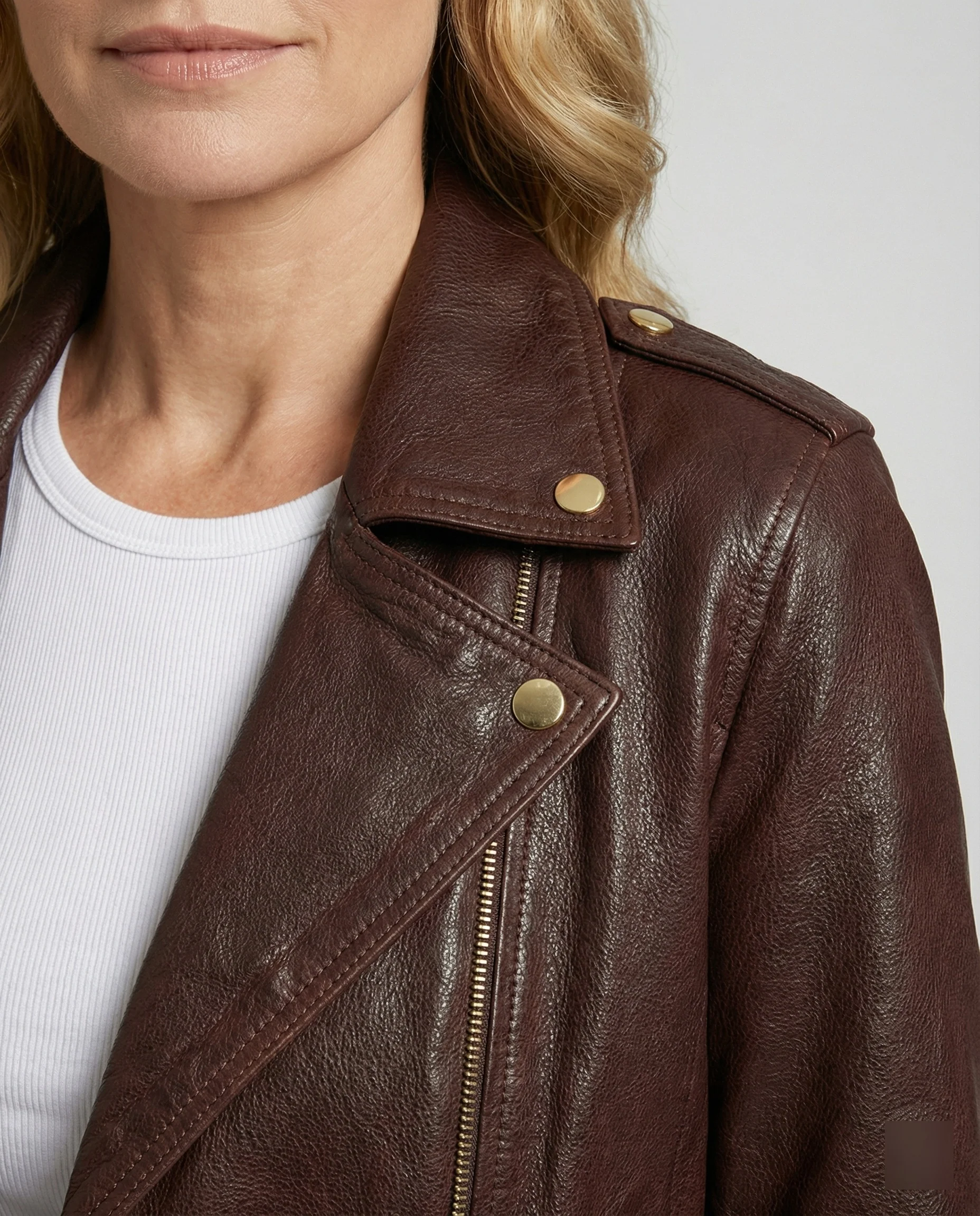Damen Lederjacke Schwarz tailliert - Image 4