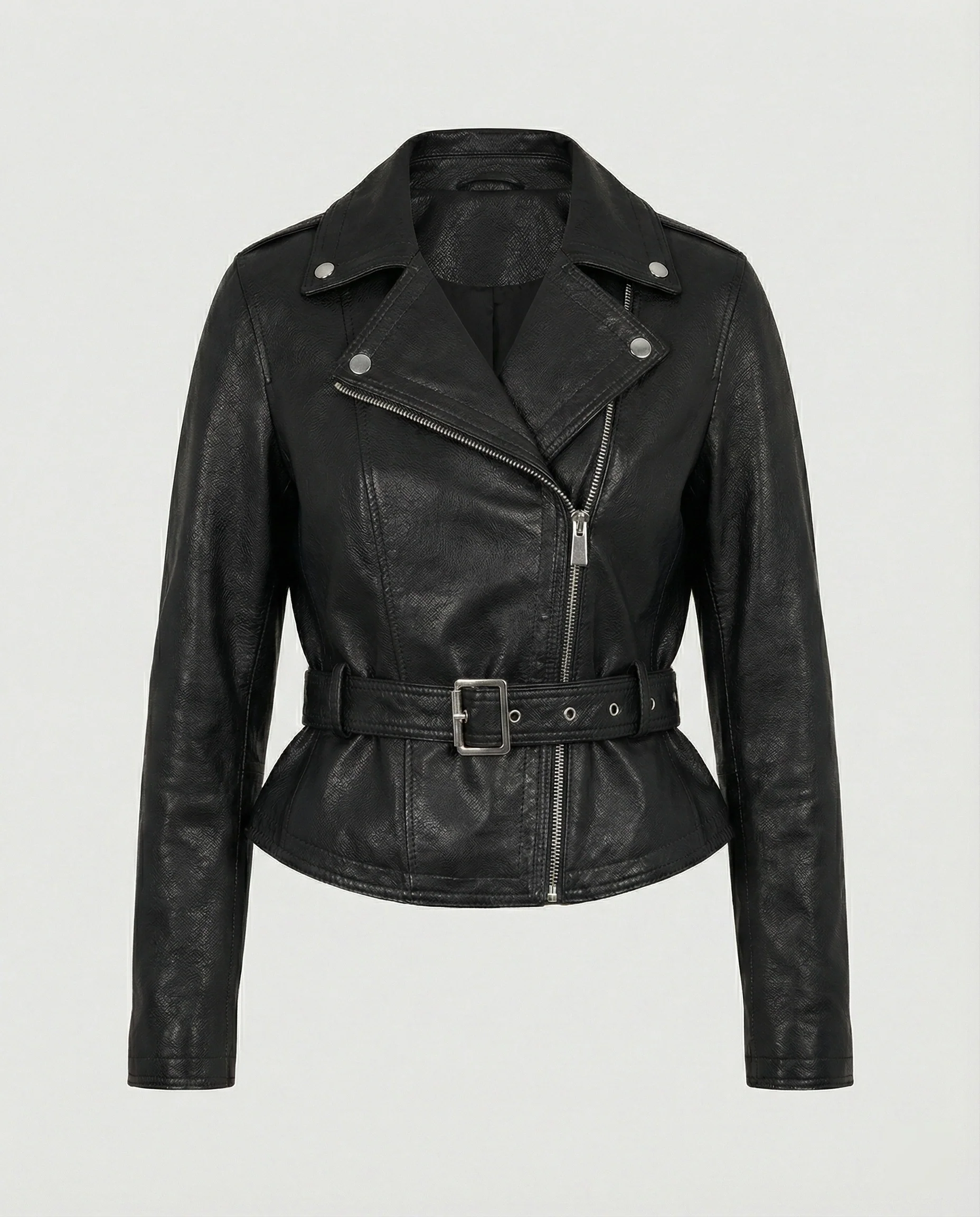 Damen Lederjacke Schwarz tailliert - Image 6