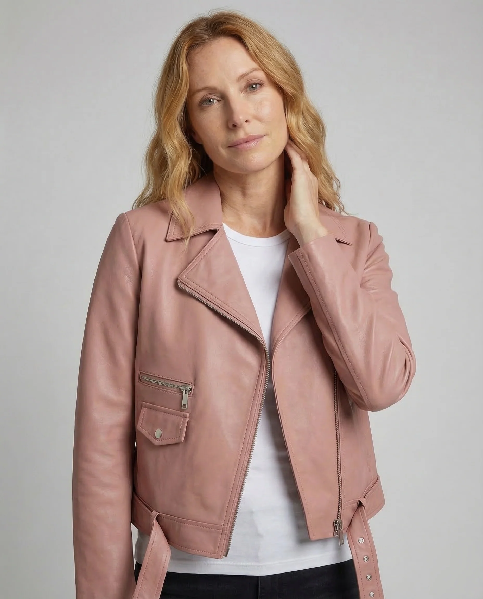 Damen Bikerjacke Vegan Leder Kurz - Image 2