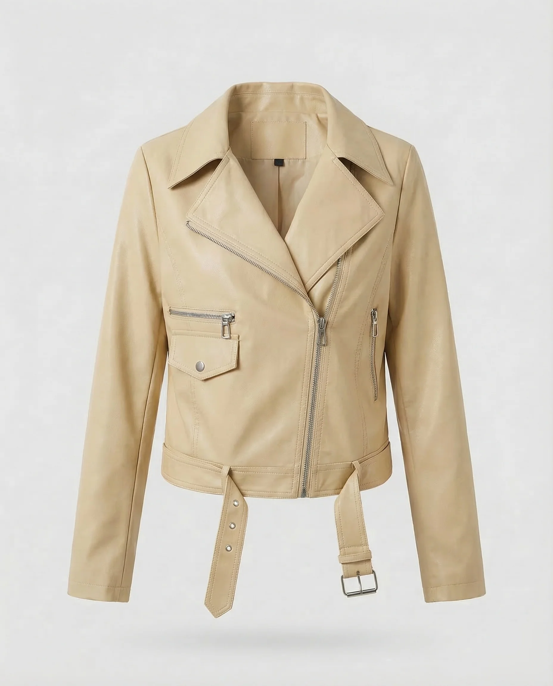 Damen Bikerjacke Vegan Leder Kurz - Image 8