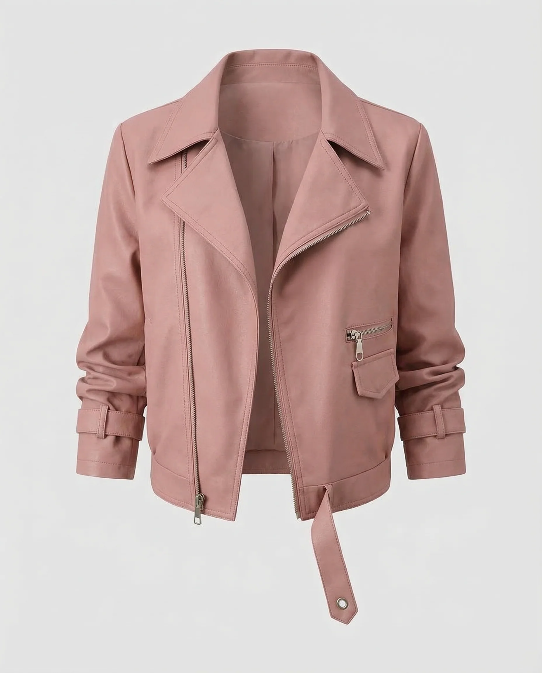 Damen Bikerjacke Kunstleder Kurz - Image 4