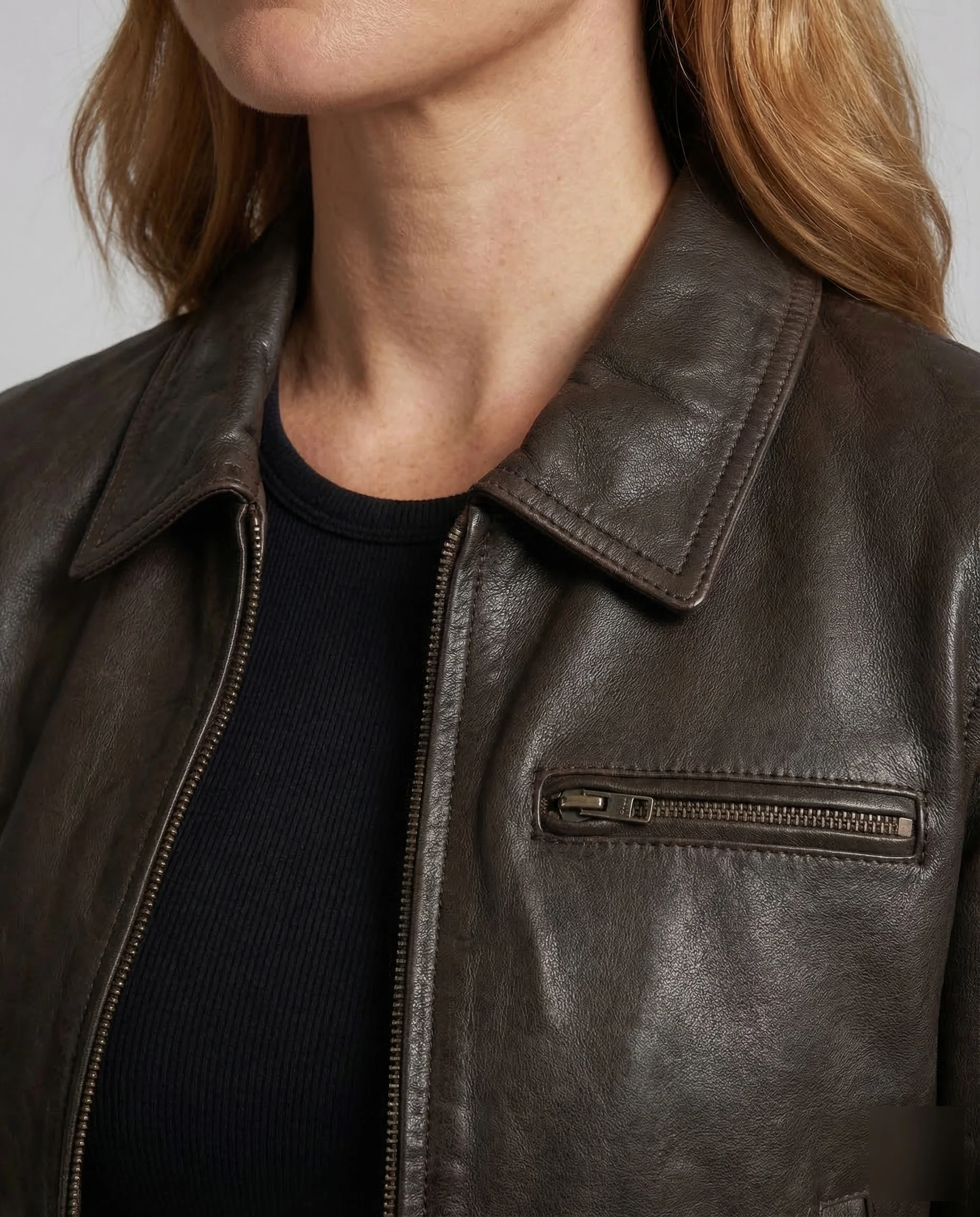 Damen Kunstlederjacke Kurz Revers - Image 3