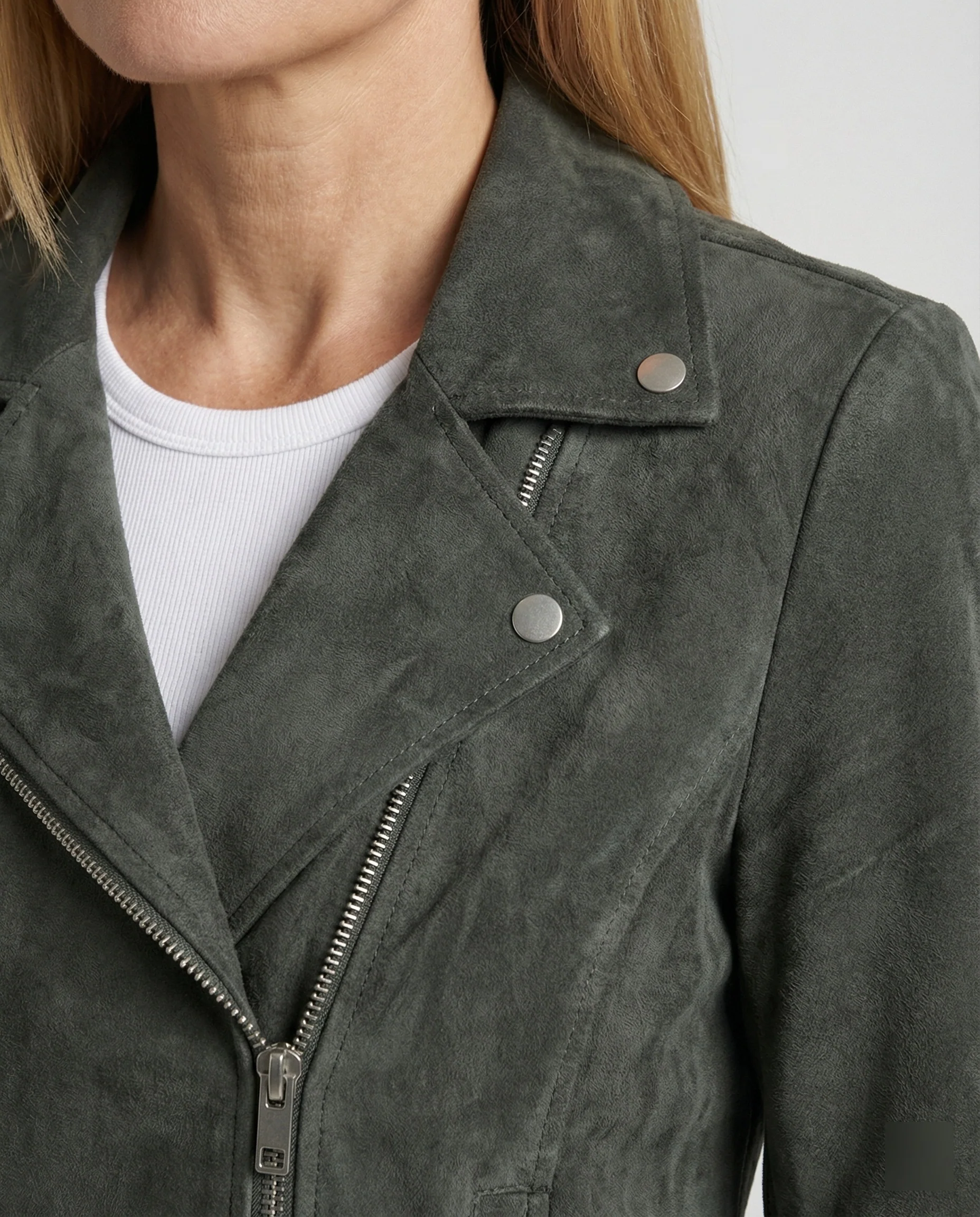 Braune Lederjacke Damen Wildlederoptik - Image 5