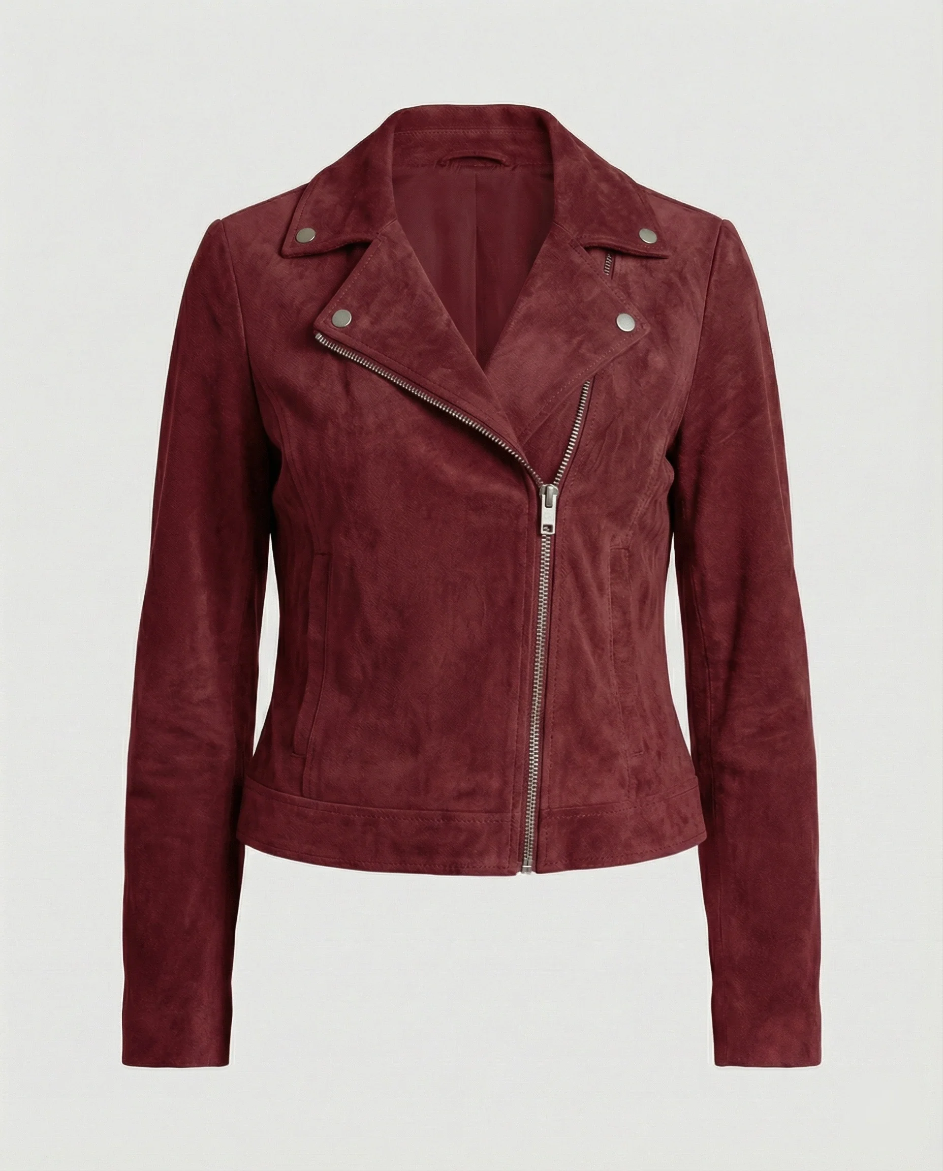 Braune Lederjacke Damen Wildlederoptik - Image 6