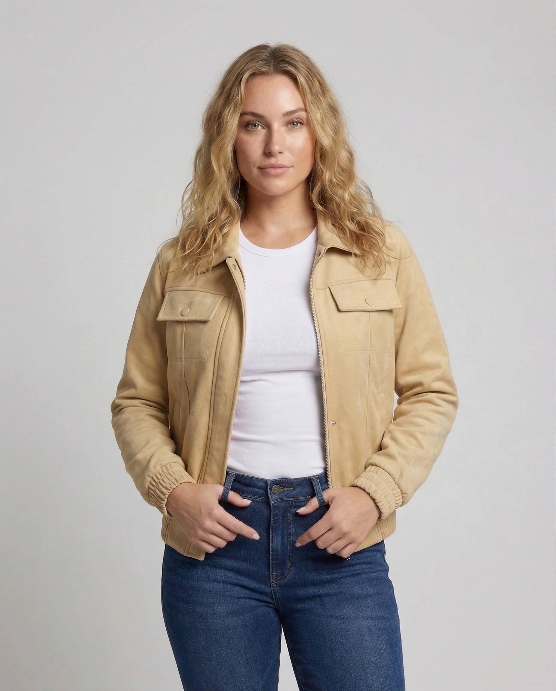 Damen Veloursjacke Kurz Boxy - Image 2