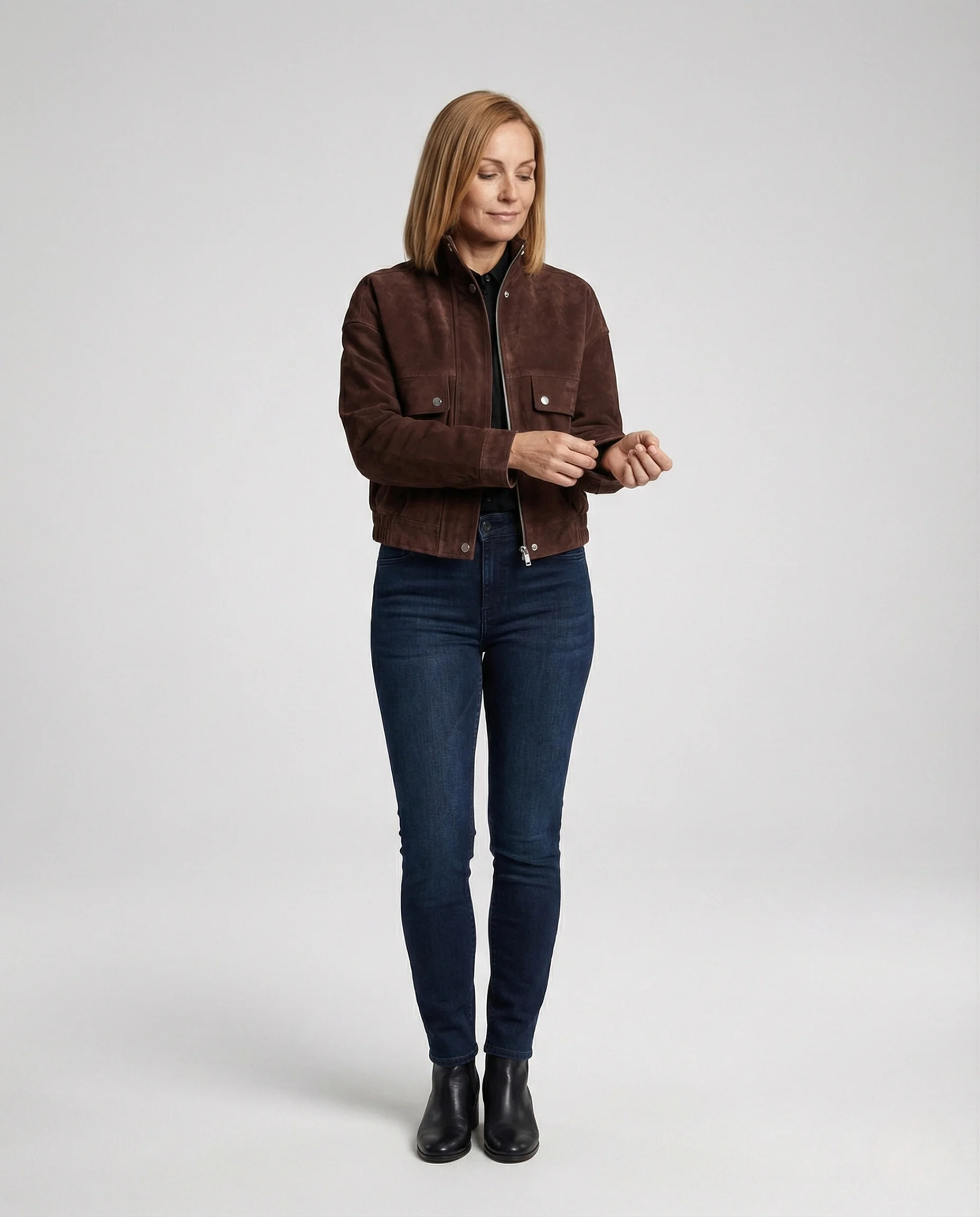 Freizeitkleidung Damen Blouson Veloursleder