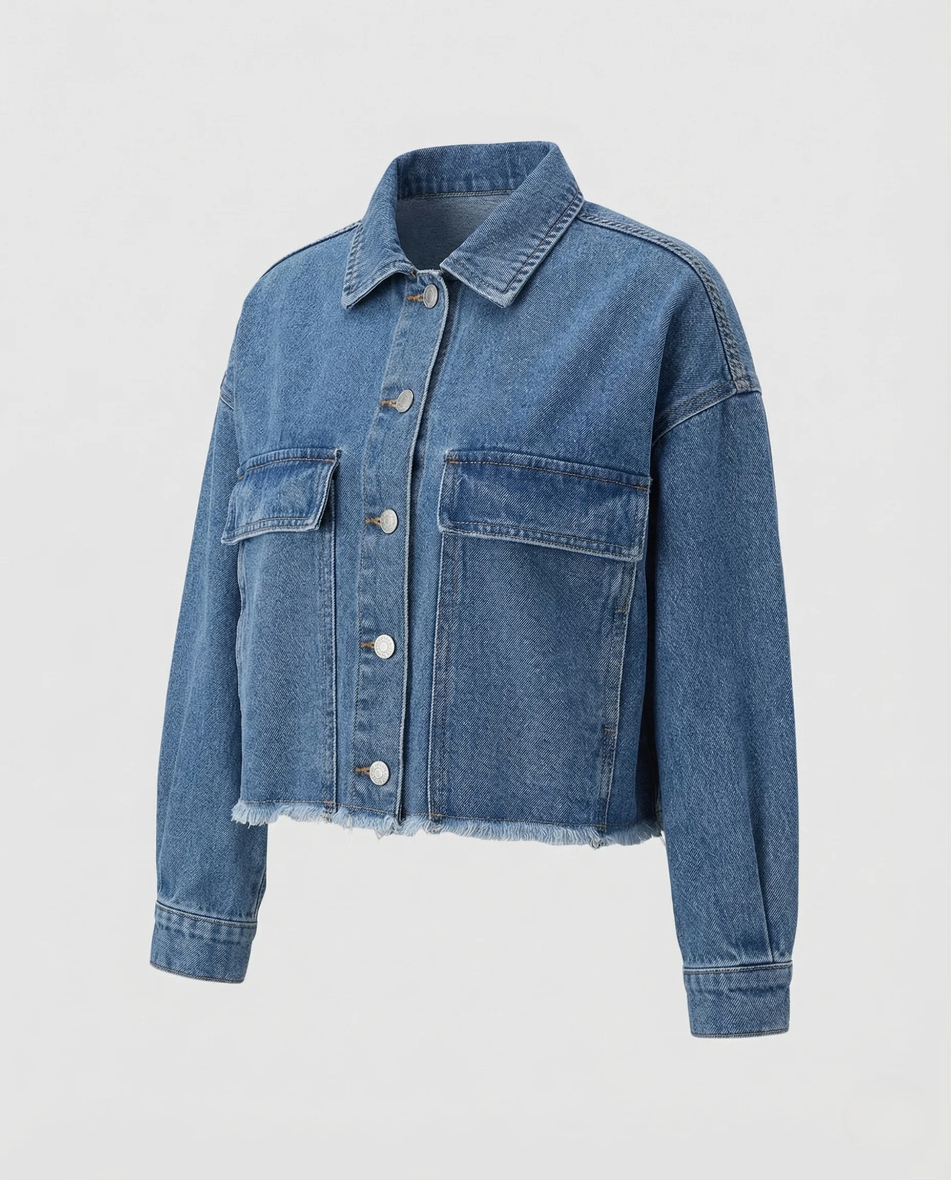 Damen Jeansjacke Kurz Rohsaum - Image 5