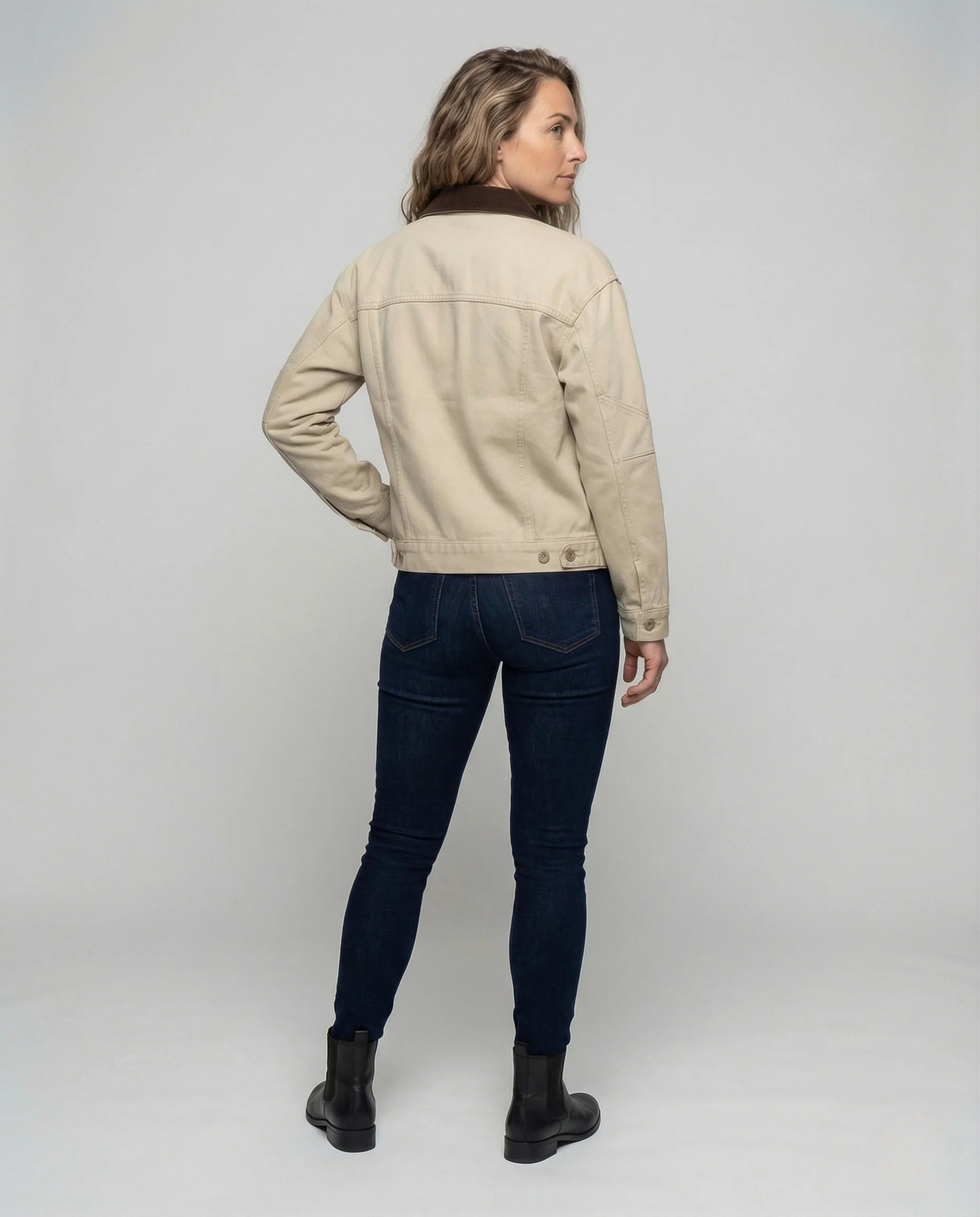 Damen Jeansjacke Kurz Cordkragen - Image 4