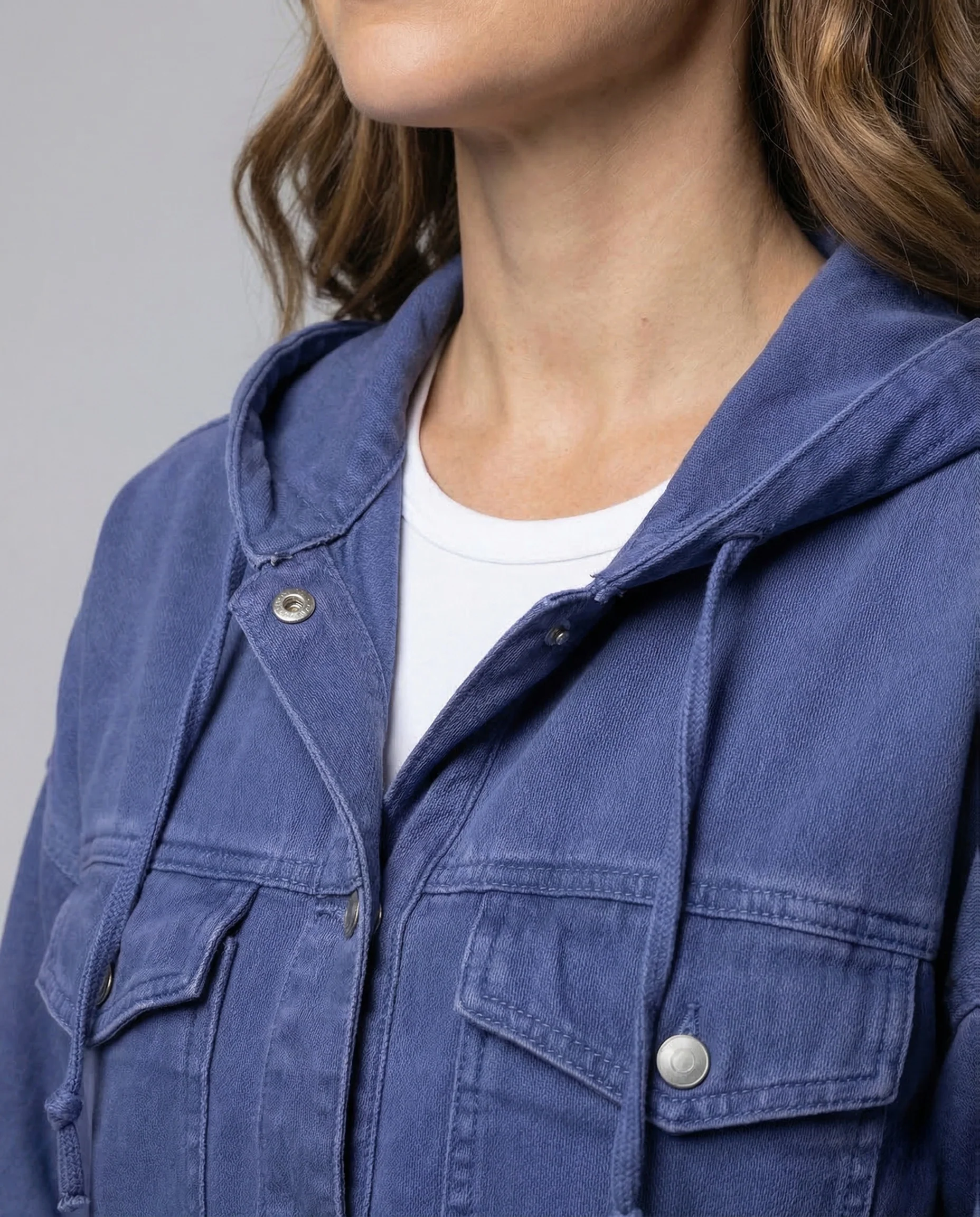 Damen Jeansjacke Kurz Kapuze - Image 3