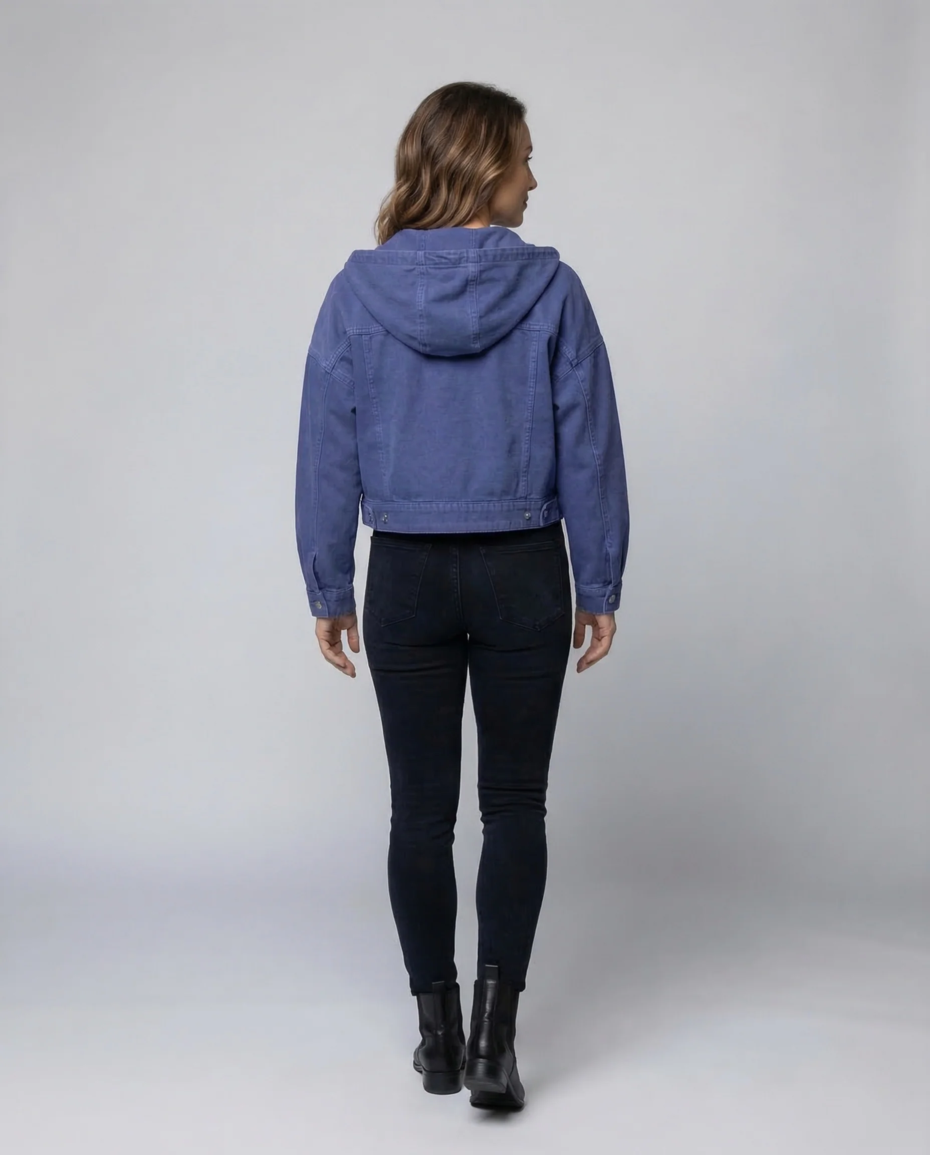 Damen Jeansjacke Kurz Kapuze - Image 4