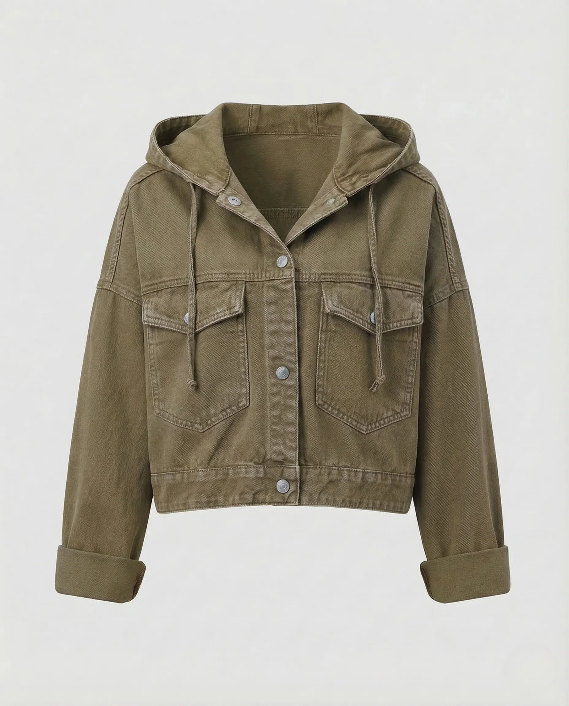 Damen Jeansjacke Kurz Kapuze - Image 6