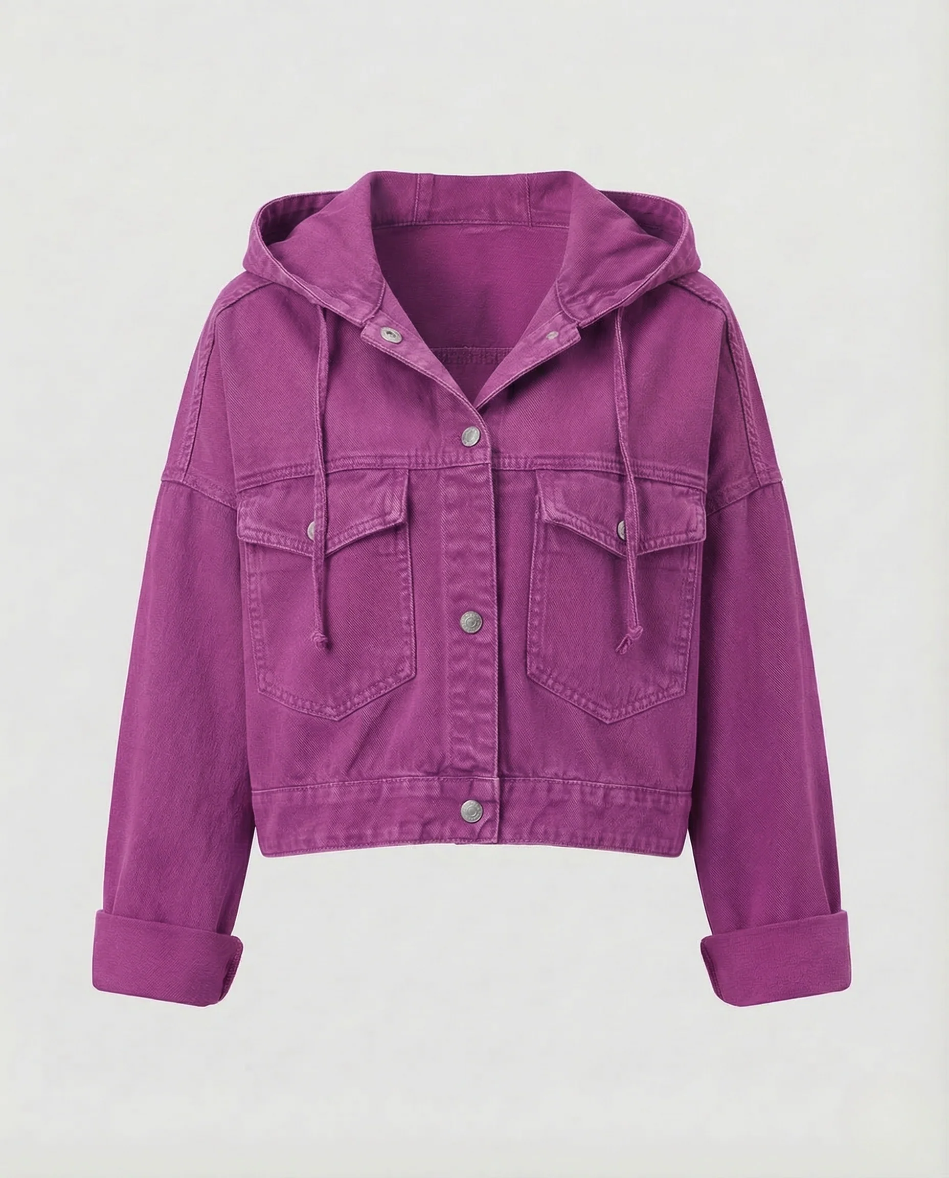 Damen Jeansjacke Kurz Kapuze - Image 7