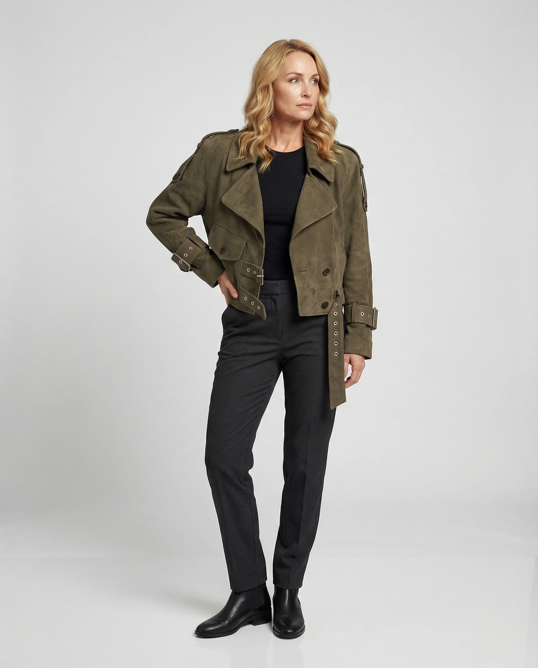 Braune Lederjacke Damen Oversize - Image 3