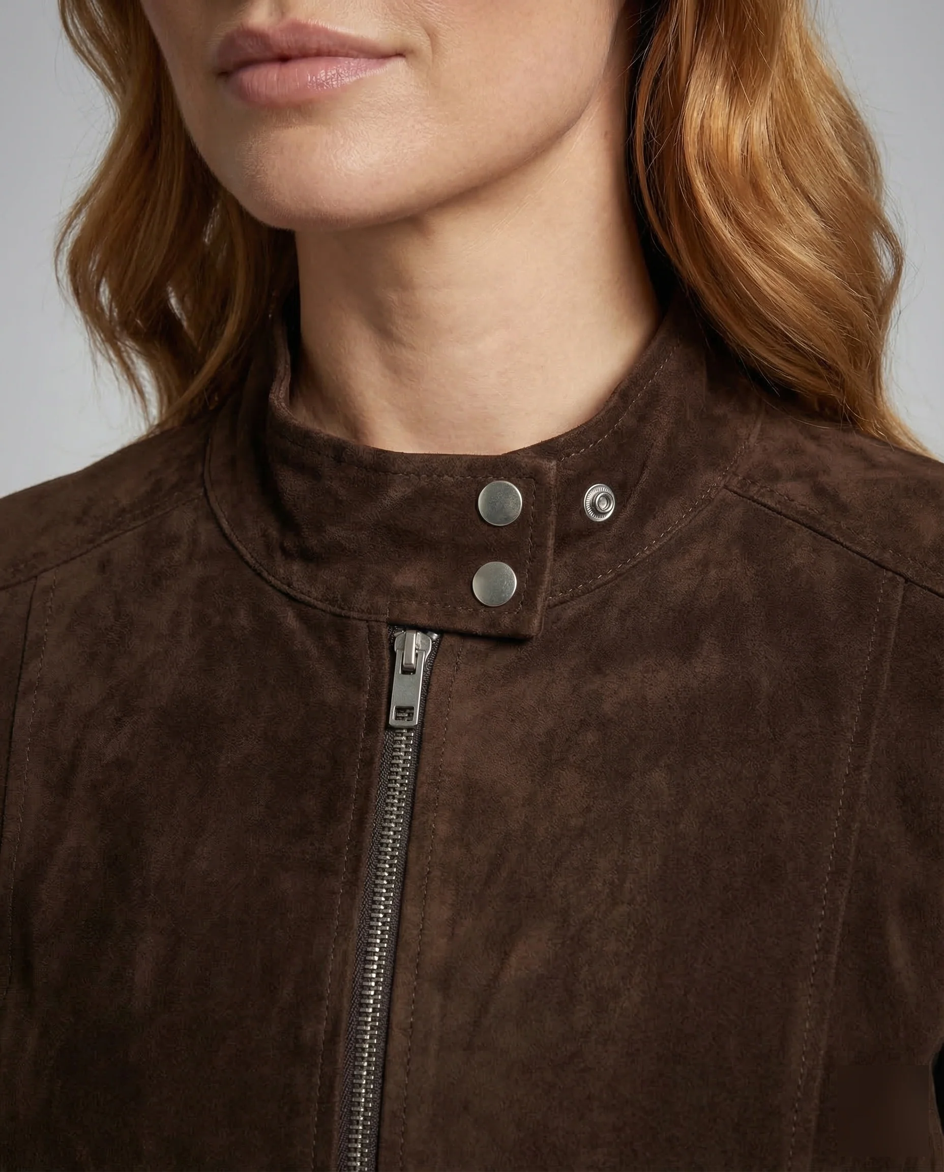 Damen Wildlederjacke Kurz Reißverschluss - Image 3